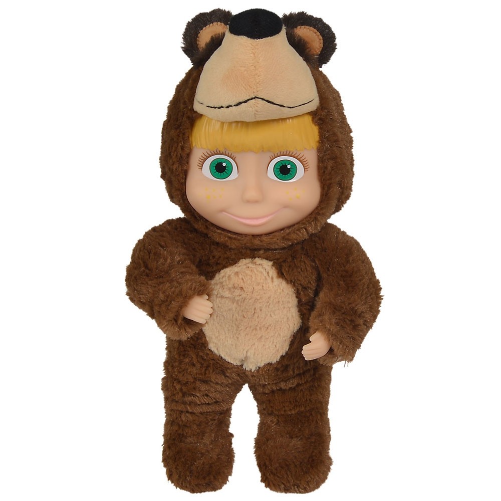 Papusa Simba Masha and the Bear 2 in 1 Masha 25 cm in costum de urs