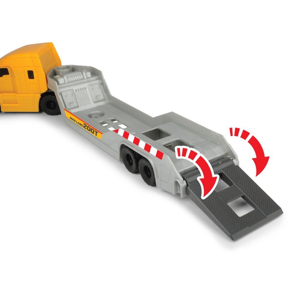 Camion Dickie Toys Mack Volvo Micro Builder cu remorca, buldozer si camion basculant image 5