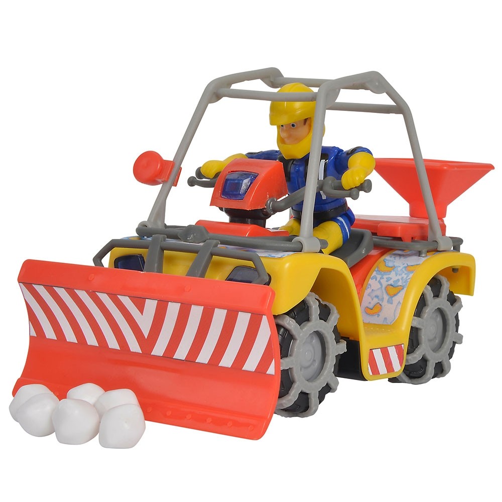 ATV Simba Fireman Sam, Sam Mercury Snow Quad cu lama de zapada, figurina Sam si accesorii image 3