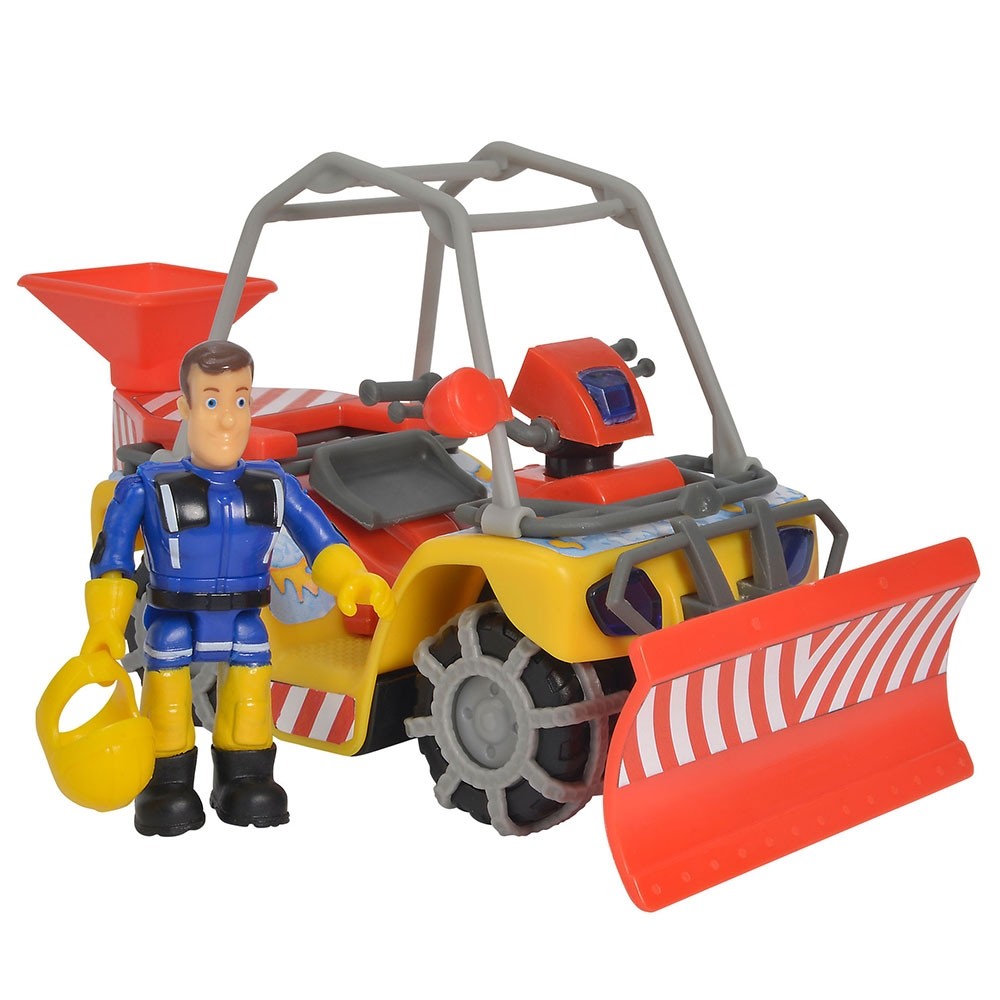 ATV Simba Fireman Sam, Sam Mercury Snow Quad cu lama de zapada, figurina Sam si accesorii image 4