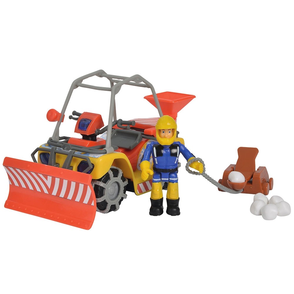 ATV Simba Fireman Sam, Sam Mercury Snow Quad cu lama de zapada, figurina Sam si accesorii image 5