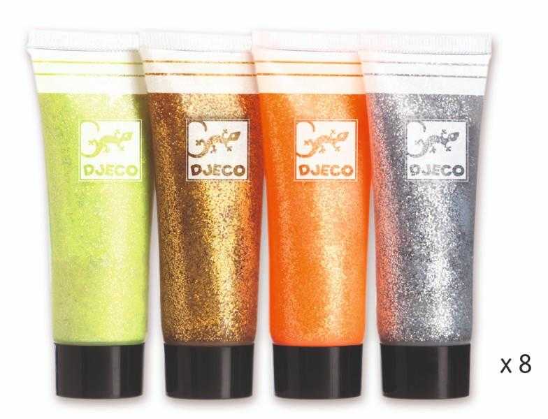 8 Culori cu sclipici Djeco, glitter gel image 1