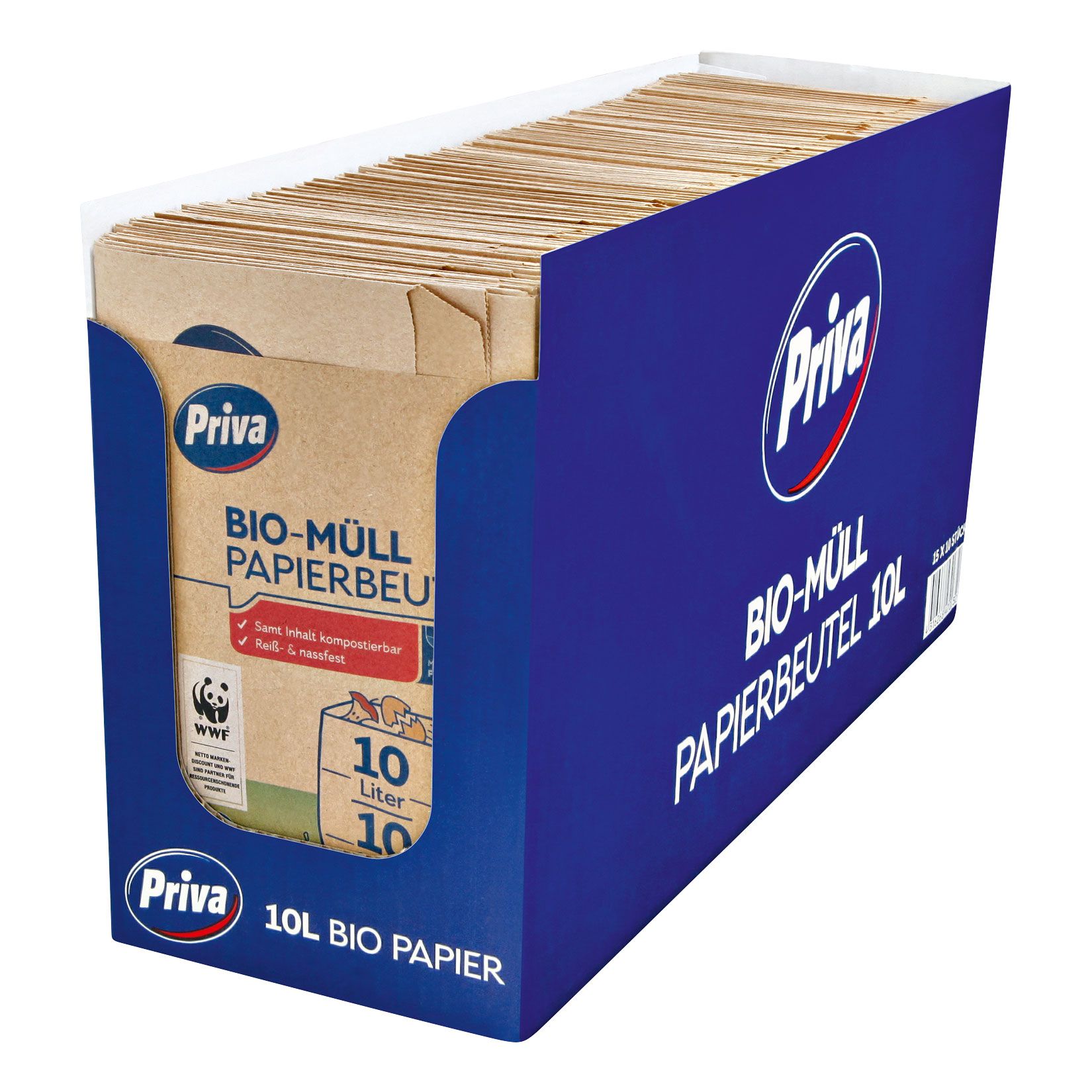 Saci gunoi hartie bio, Priva 10L x10 bucati