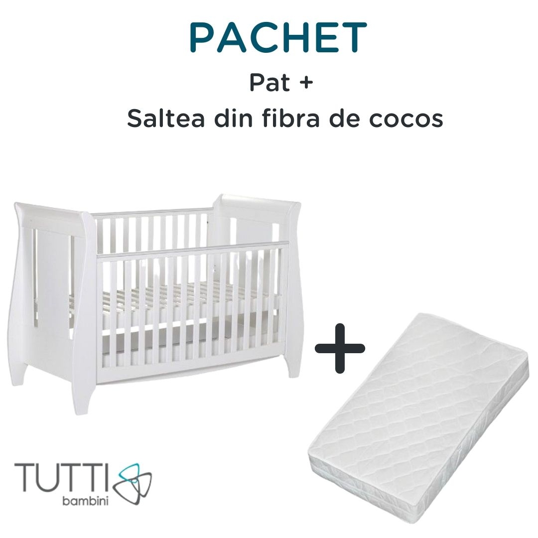Tutti Bambini - Set patut Lucas Alb + salteluta pentru bebelusi image 4