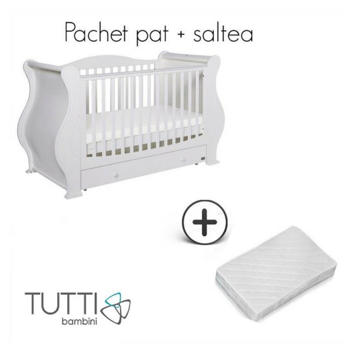 Tutti Bambini - Set patut Louis Alb + salteluta pentru bebelusi