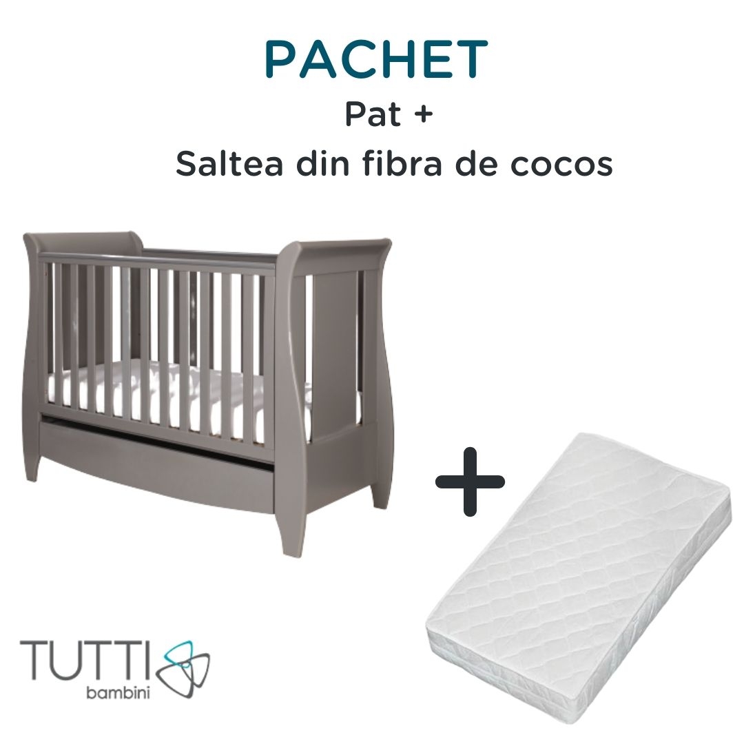 Tutti Bambini - Set patut Katie Gri + salteluta pentru bebelusi image 1