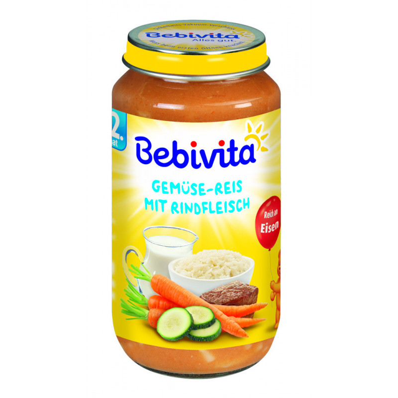 Piure de orez cu legume si carne de vitel, Bebivita