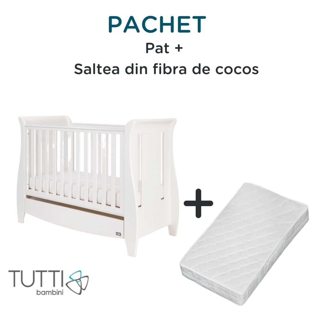 Tutti Bambini - Set patut Katie Alb + salteluta pentru bebelusi