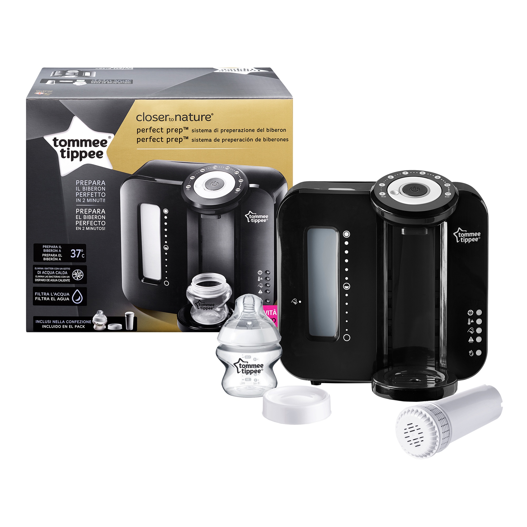 Aparat pentru pregatirea laptelui praf Perfect Prep, Tommee Tippee, negru image 1