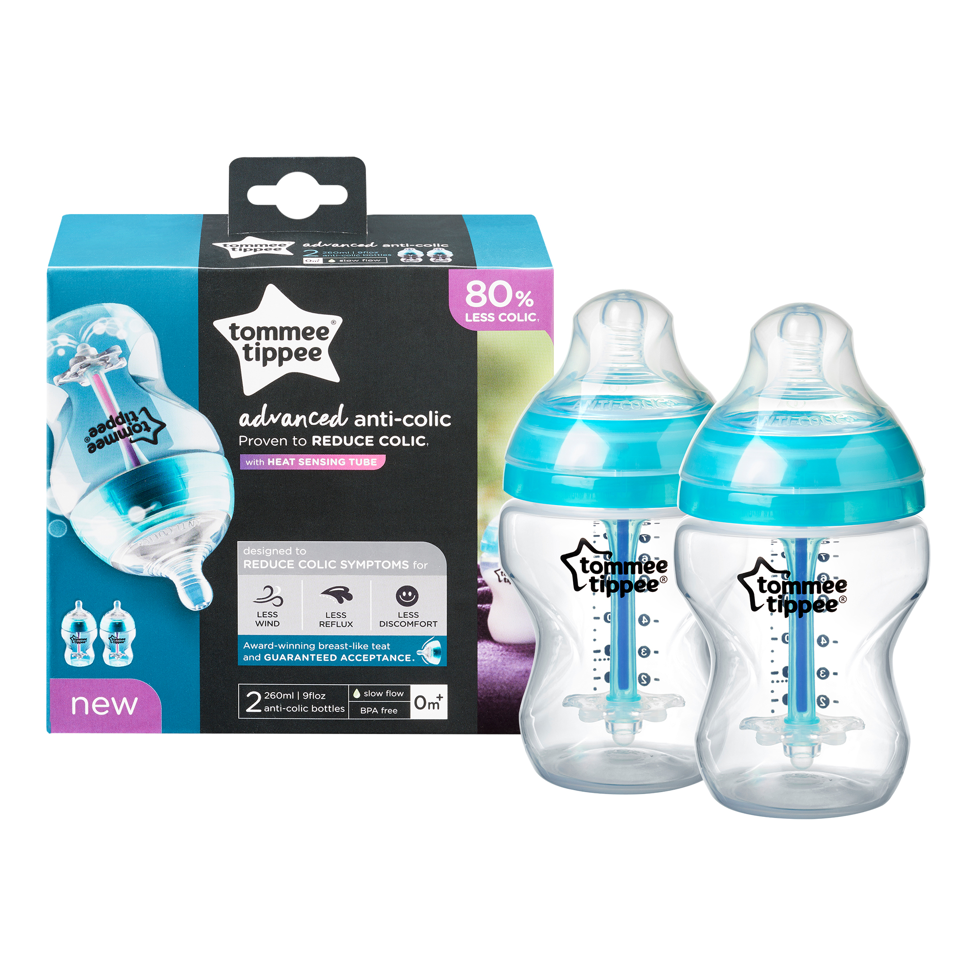 Biberon Advanced cu Sistem de Ventilatie, Tommee Tippee, 260ml, 2 buc image 1