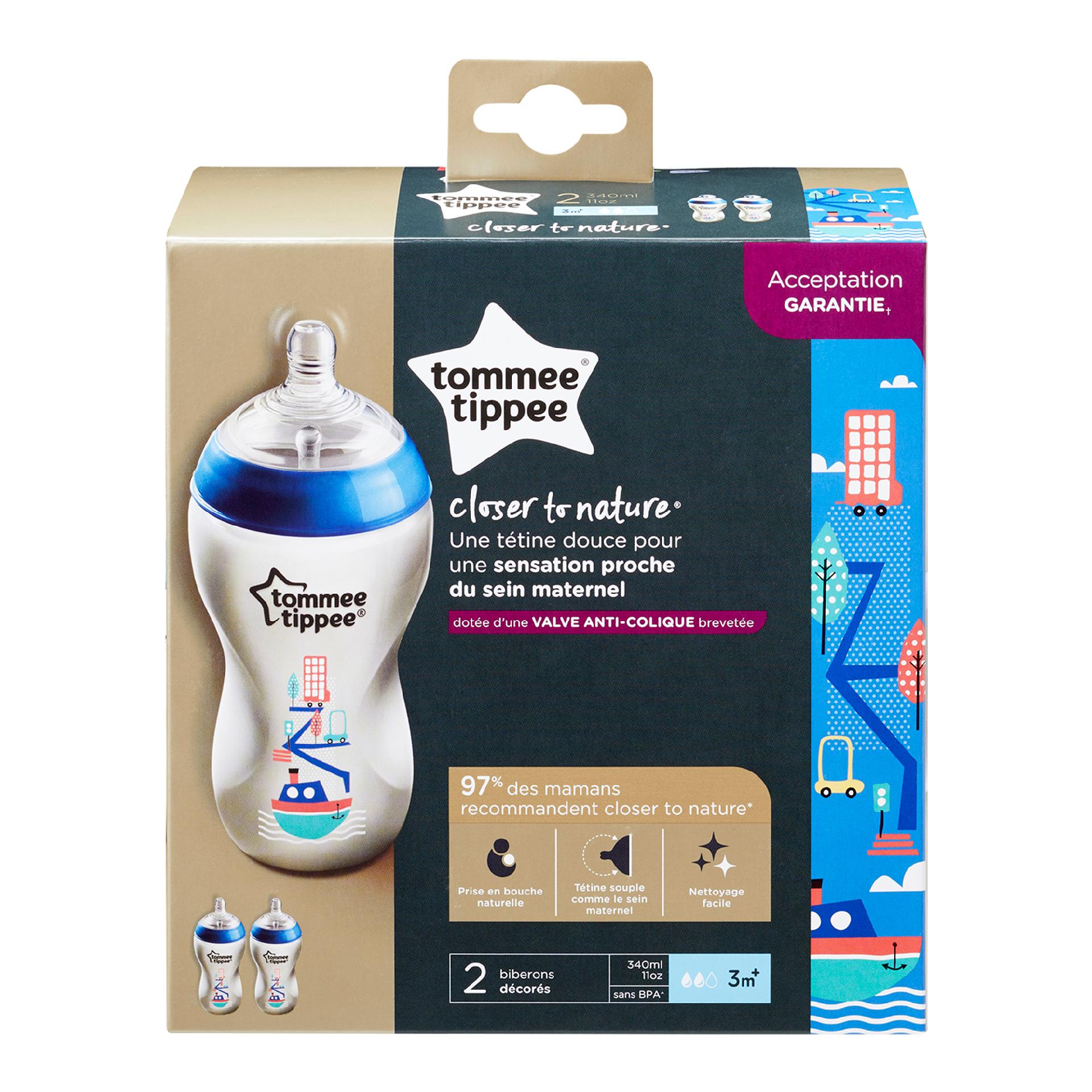 Biberon decorat Tommee Tippee, 340 ml, 2 buc, baieti image 2