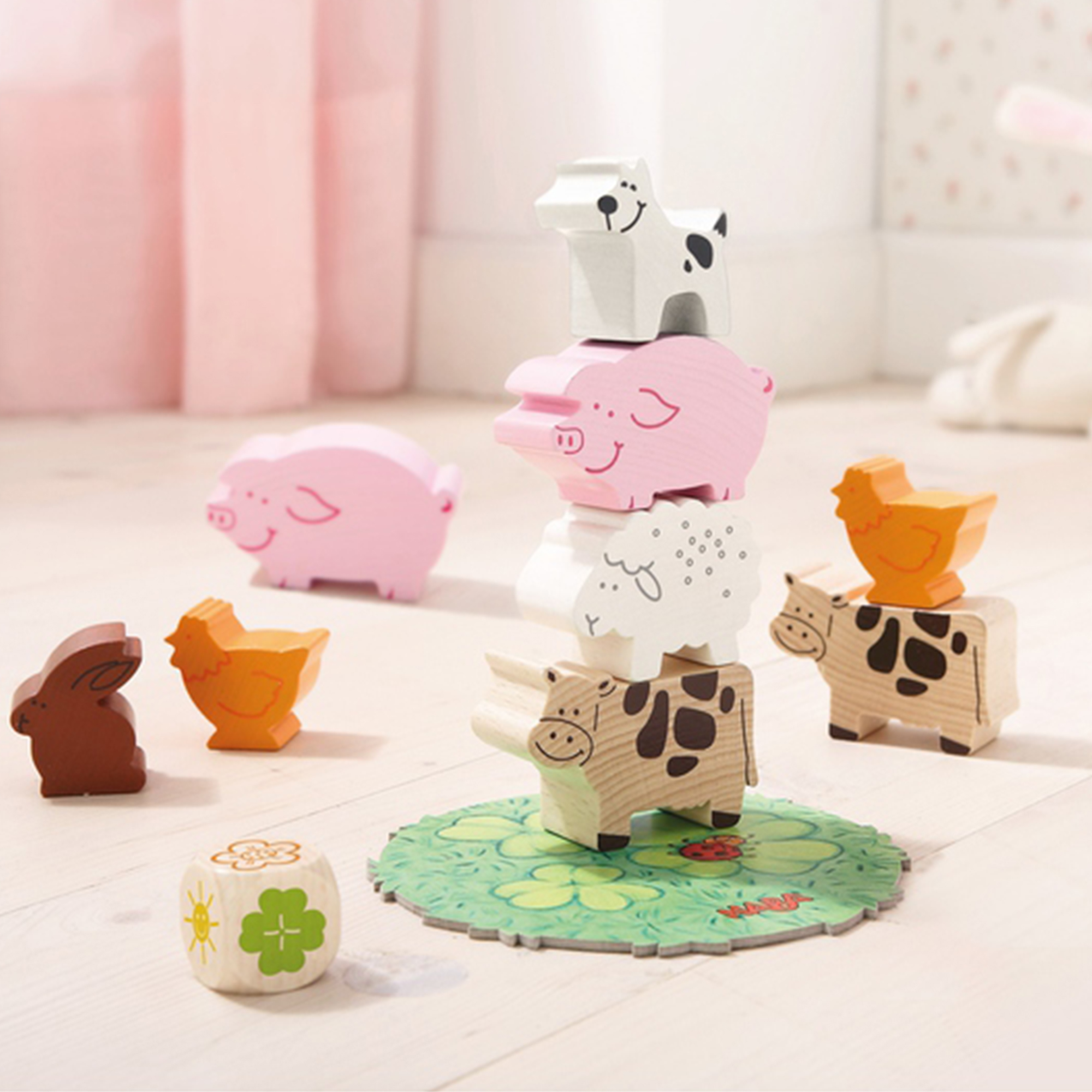 Joc de constructie cu zaruri, Haba, Primele mele jocuri-Piramida animalelor, 2ani+ image 3