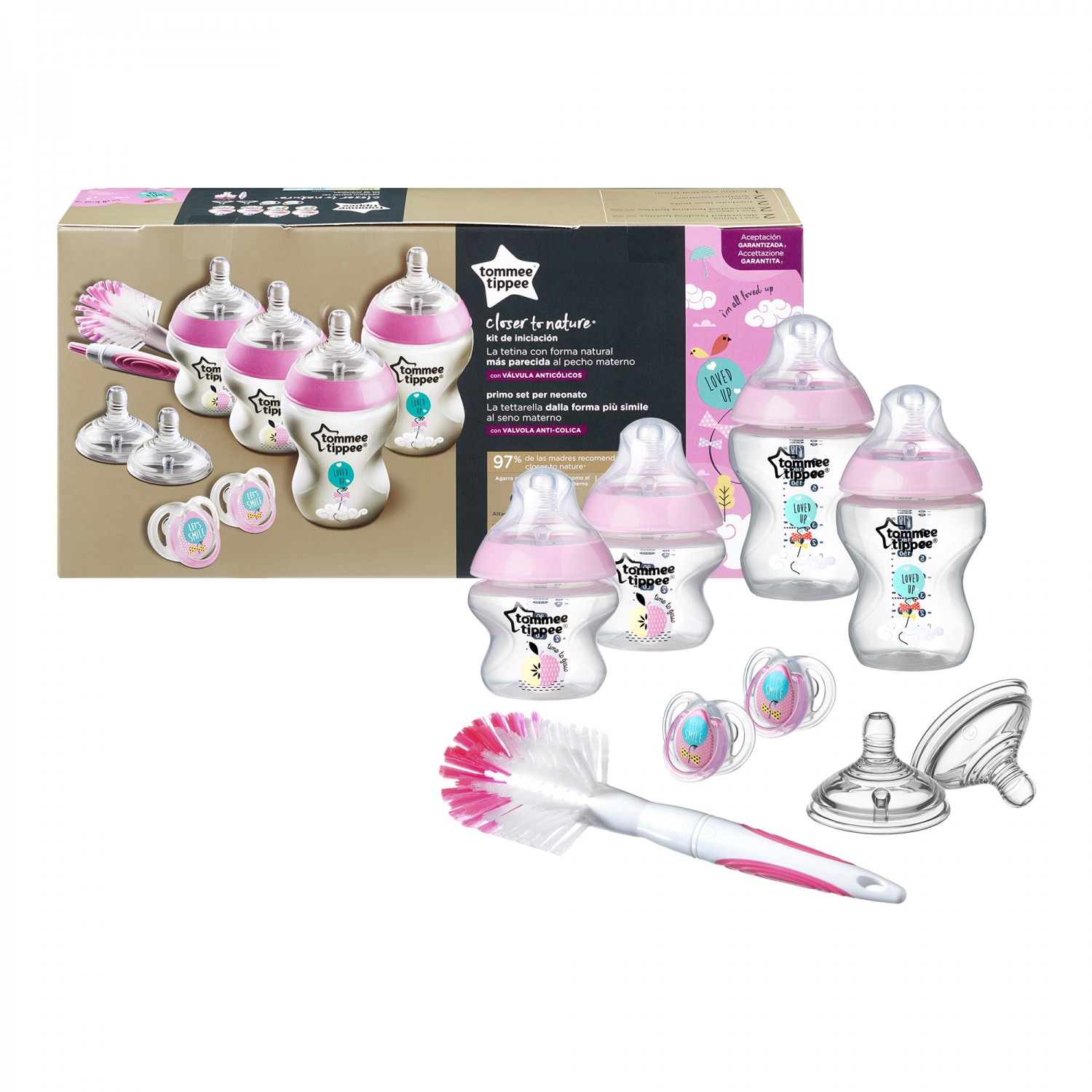 Kit biberoane colorate nou nascut, Tommee Tippee, fete