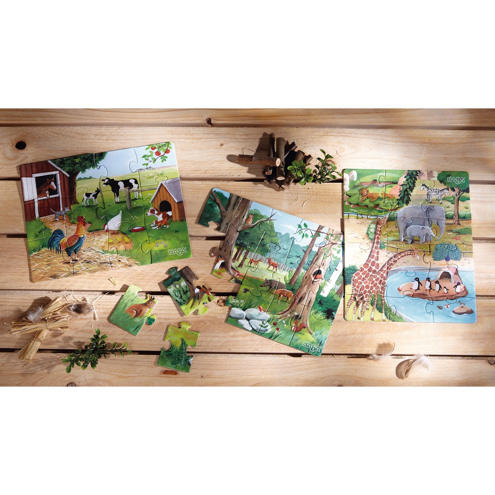 Puzzle cu animale, 3 modele, Haba, 3ani+ image 5