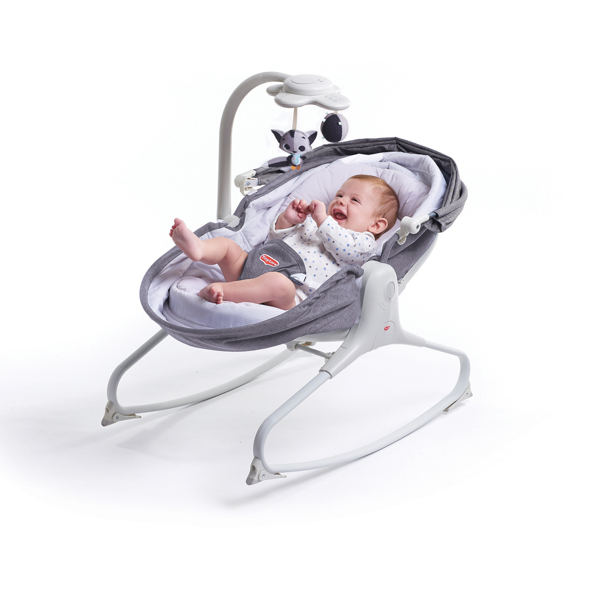 Sezlong 3 in 1 Tiny Love Cozy Rocker Napper, 0 luni plus, Gri cu Alb image 6