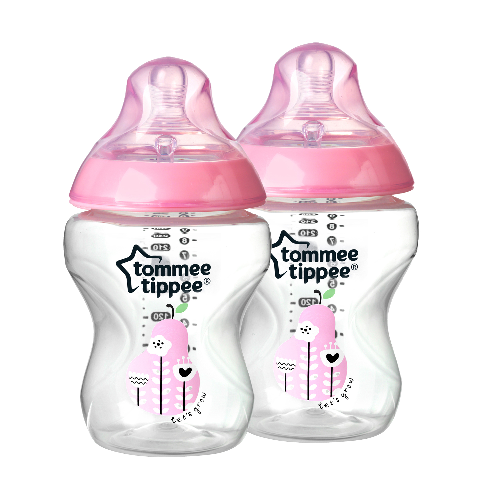 Biberon Decorat 260 ml PP x 2 buc, Roz, Tommee Tippee image 2