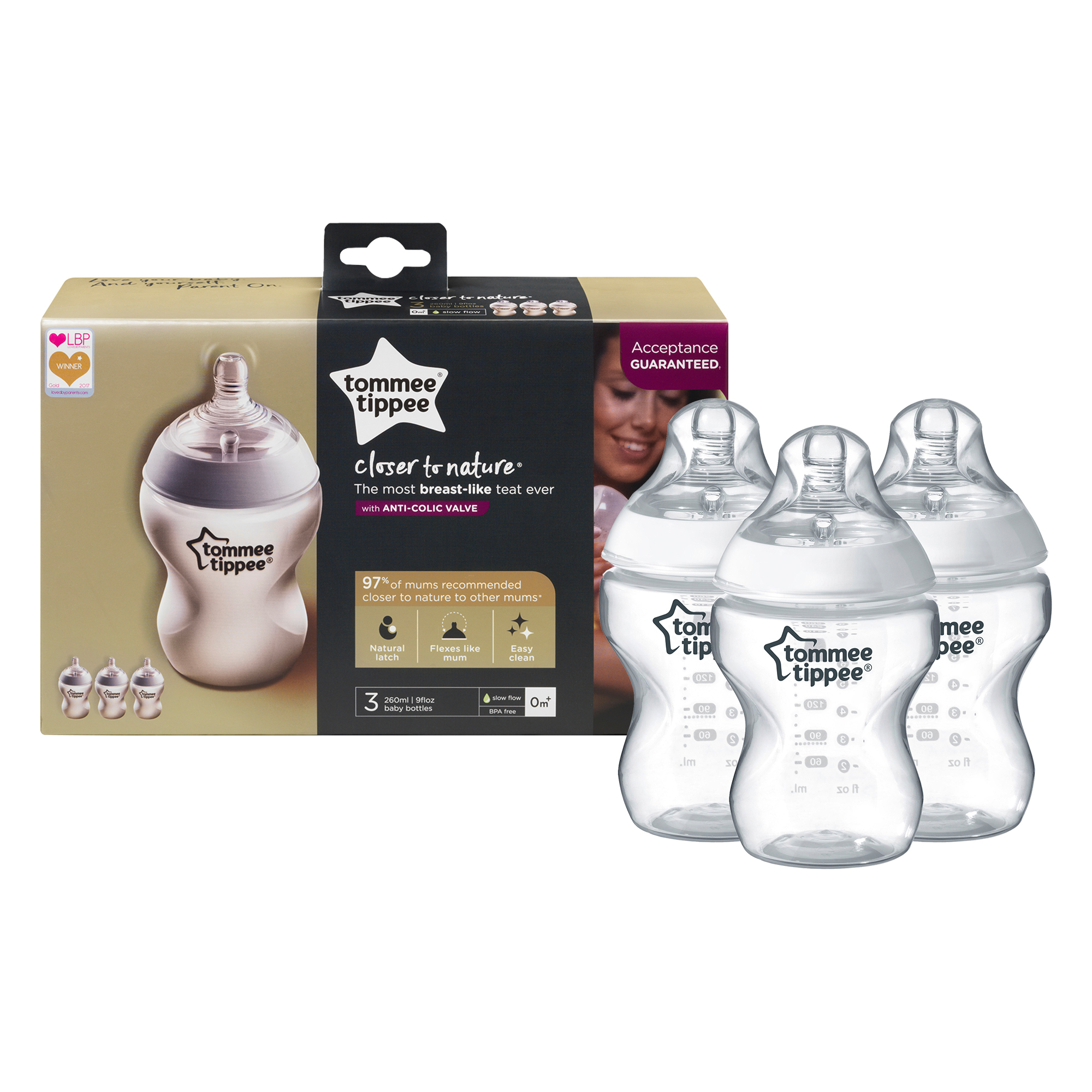 Biberon, Tommee Tippee, 3 buc, 260ml PP image 1