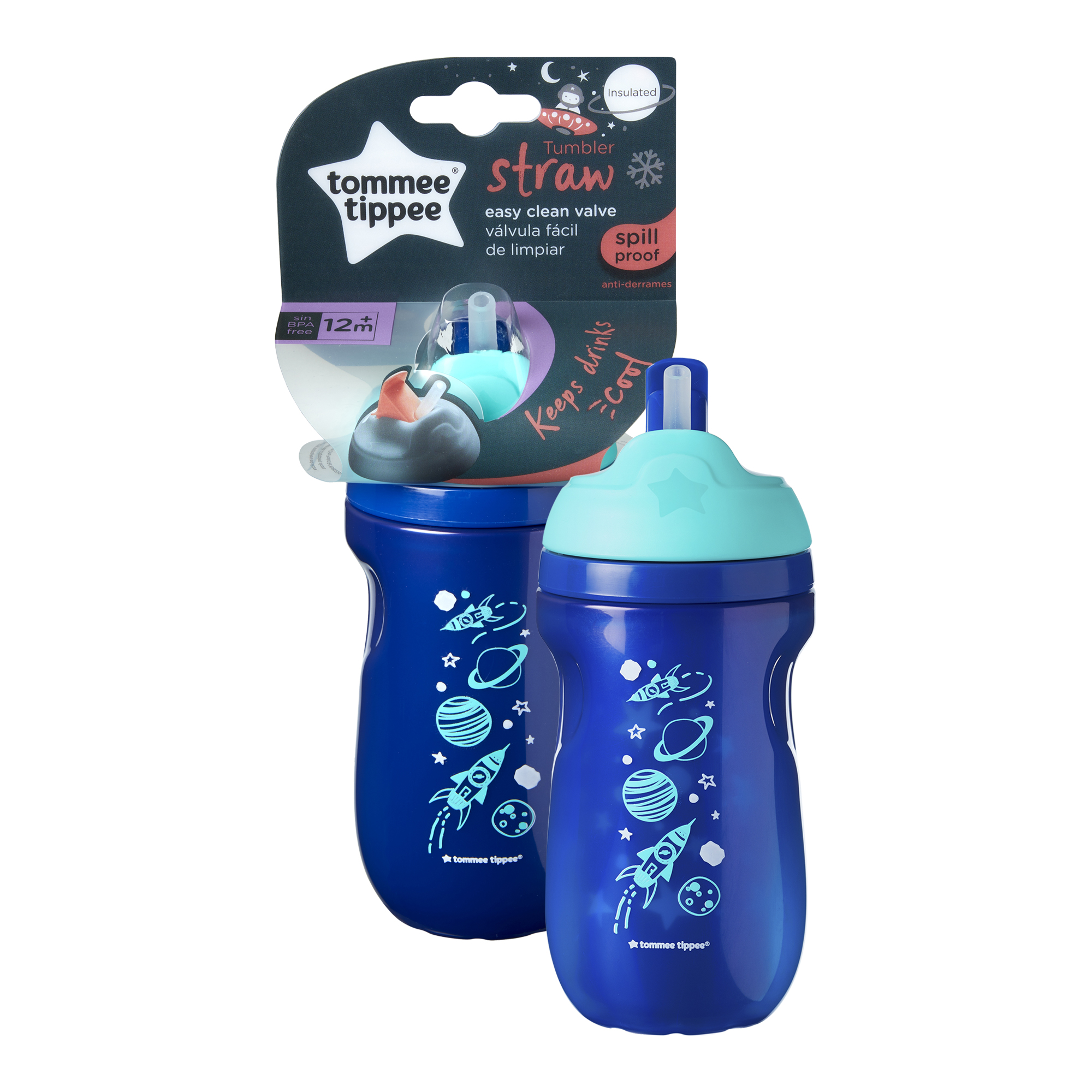 Cana cu pai izoterma,Tommee Tippee, 260 ml x 1 buc, 12 luni+, Albastru