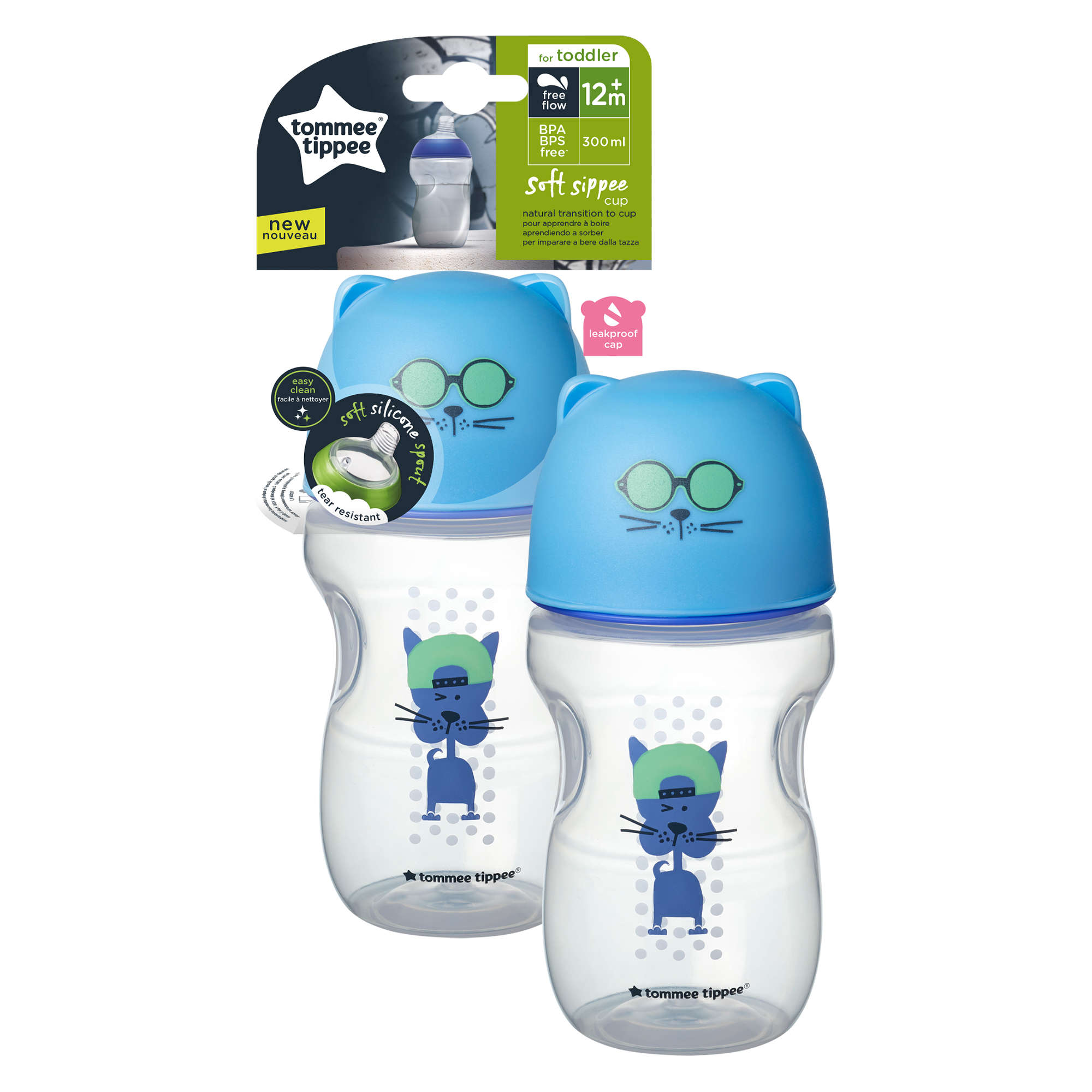 Cana de tranzitie Tommee Tippee cu cioc moale, 300 ml, 12 luni+, Albastru, 1 buc image 2