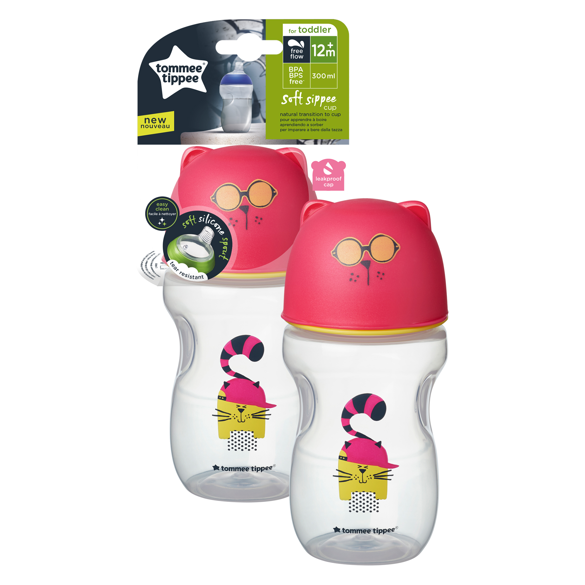 Cana de tranzitie Tommee Tippee cu cioc moale, 300 ml, 12 luni+, Rosu, 1 buc image 2