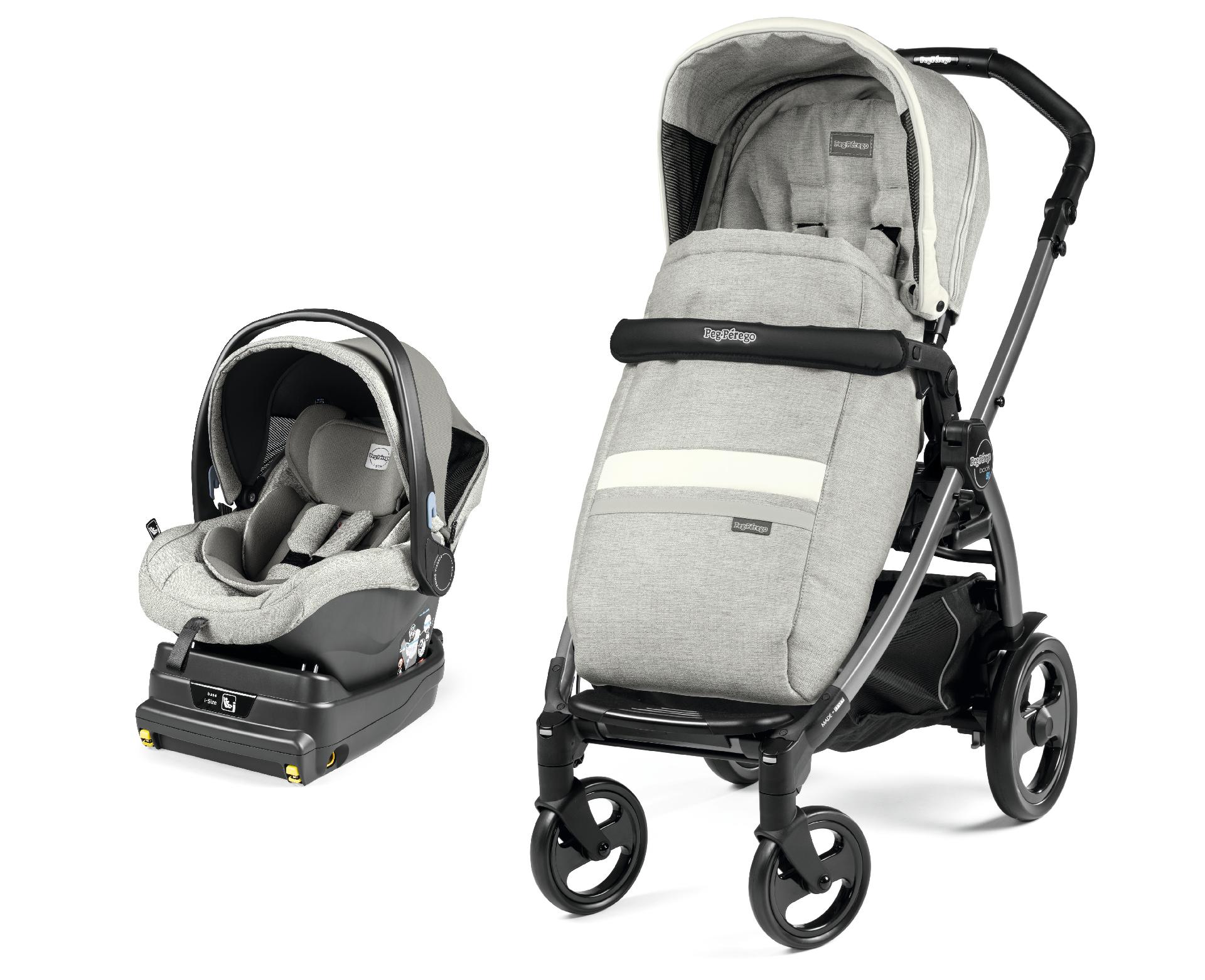 Carucior 2 in 1 Peg Perego, Book 51 Titania i-Size (baza i-size inclusa), Luxe Pure (sasiu + hamac + scaun auto), 0 - 22 kg