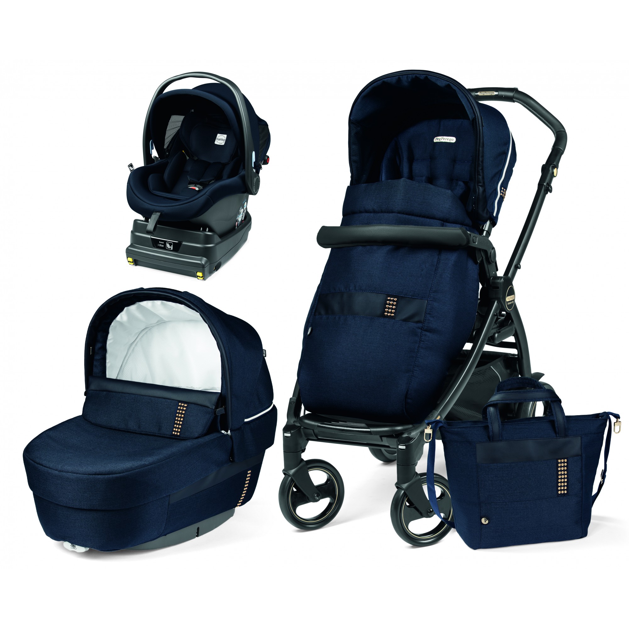 Carucior 3 in 1 Book 51 Rock Navy, baza i-Size inclusa, Peg Perego