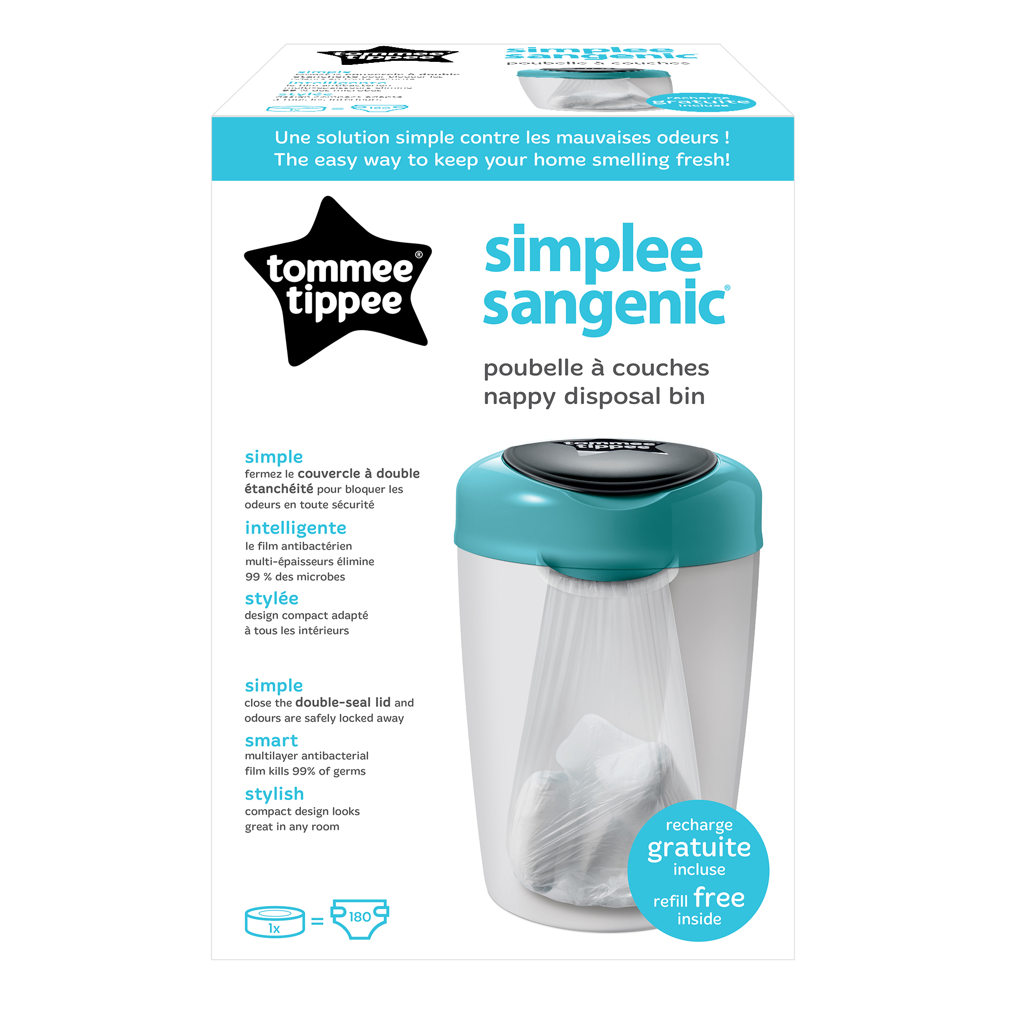 Cos pentru scutece Sangenic Simplee, Tommee Tippee, Albastru image 4