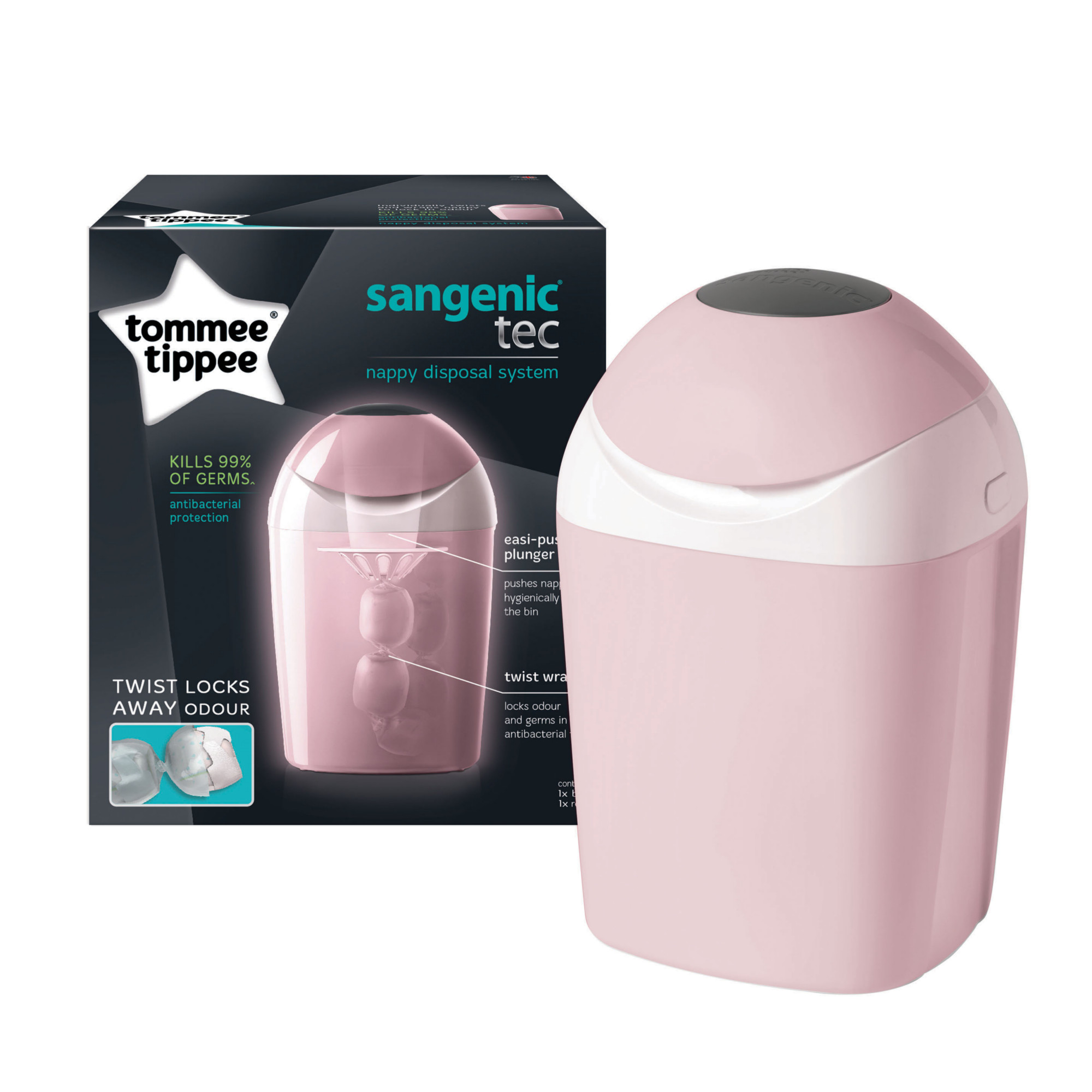 Cos Pentru Scutece Sangenic Tec, Tommee Tippee, Roz