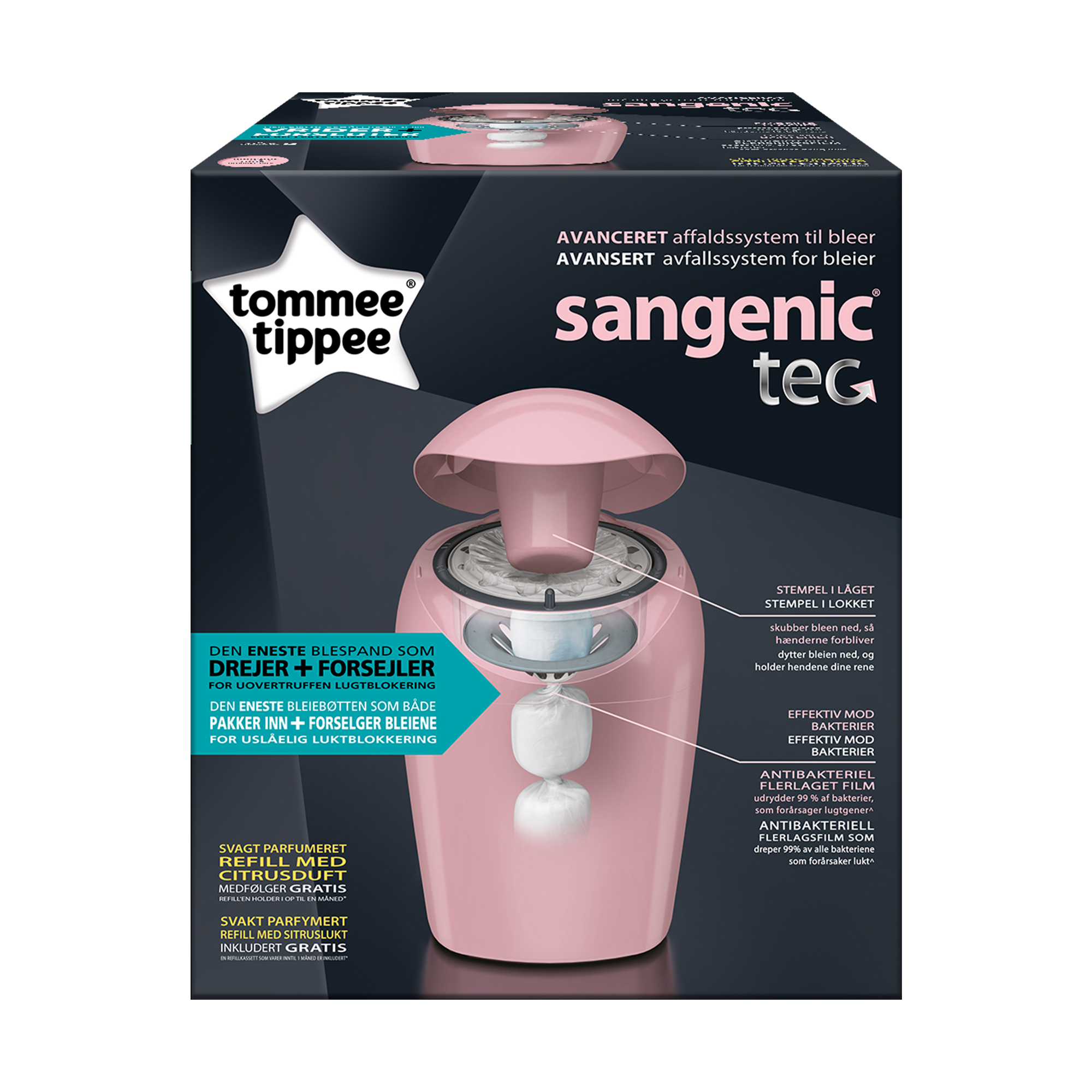 Cos pentru scutece, Tommee Tippee, Sangenic Tec, Whisper Pink image 4