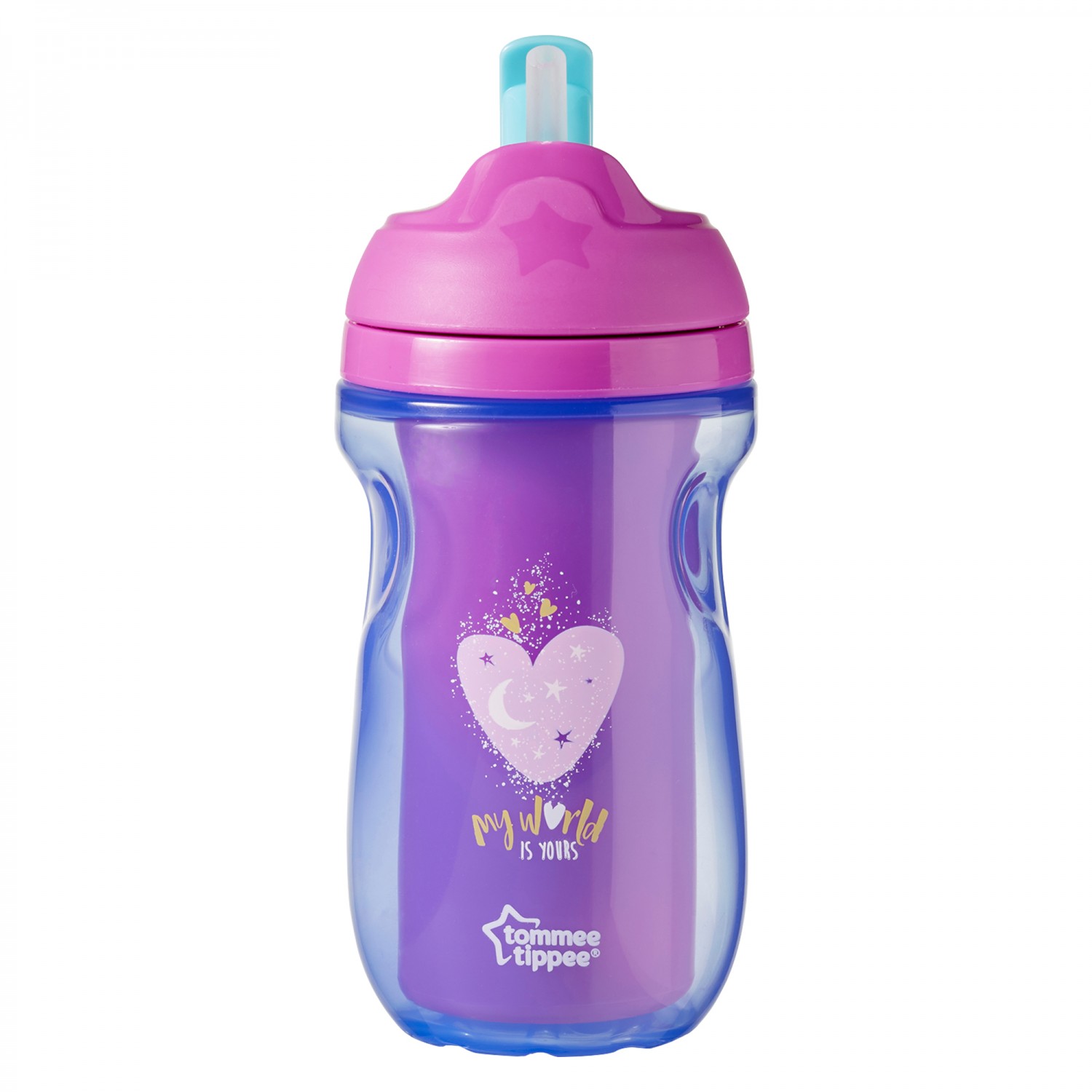 Explora Cana cu pai izoterma, Tommee Tippee, 260 ml, Inimioara Mov image 2