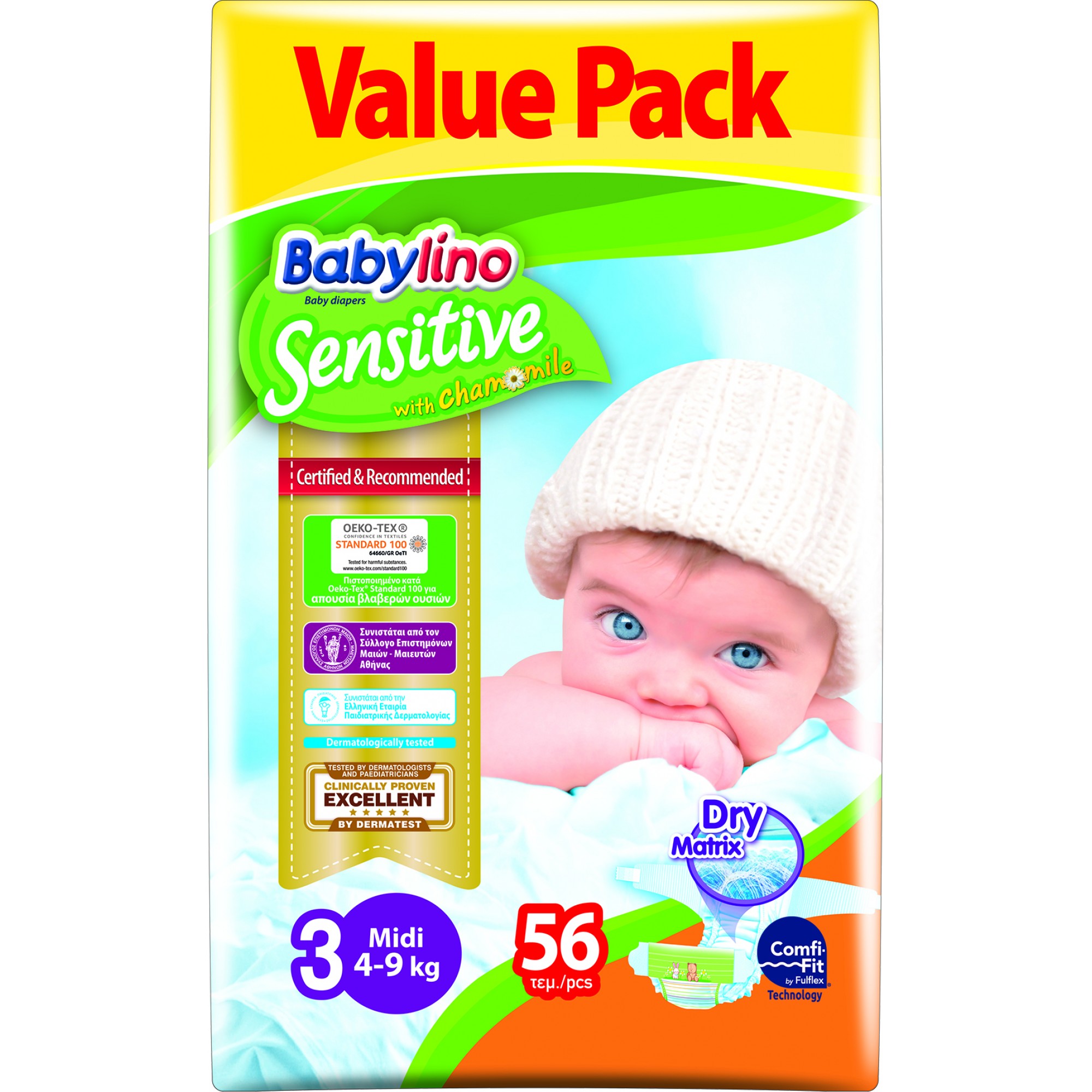 Scutece Babylino Sensitive Economy  N3 4-9 luni/56buc