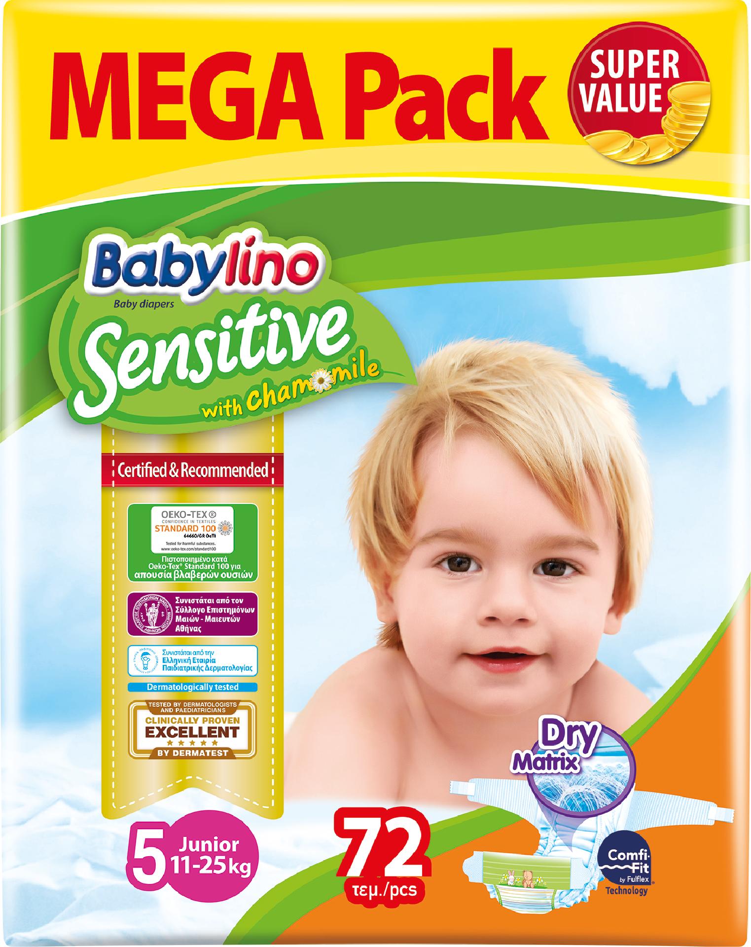 Scutece Babylino Sensitive Megapack Junior N5 72 buc