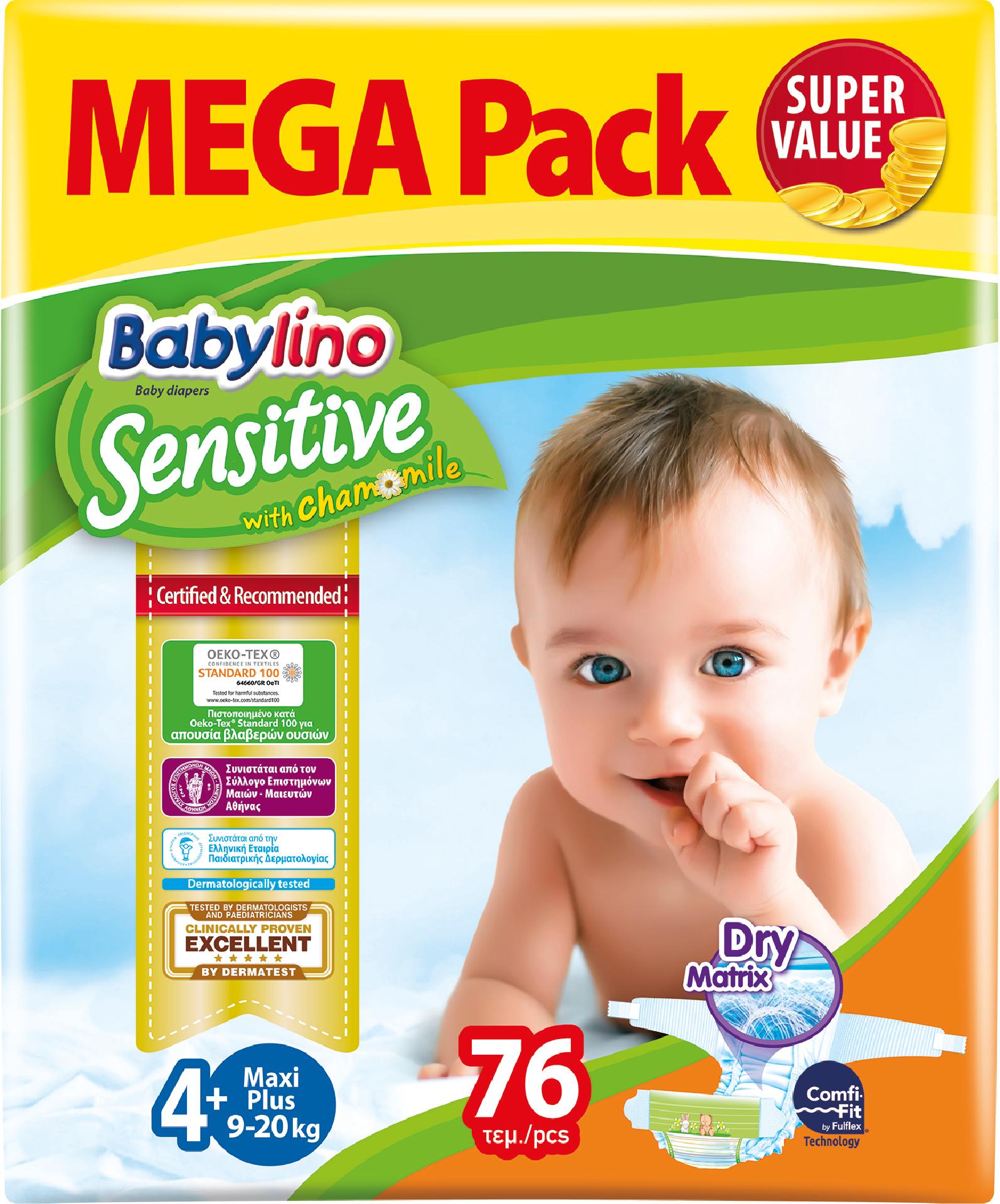 Scutece Babylino Sensitive Megapack Maxi N4+ 76 buc