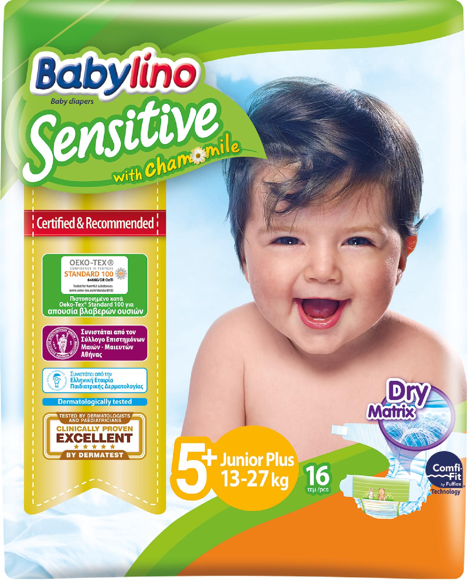 Scutece Babylino Sensitive N5+, 13-27KG, 16 buc