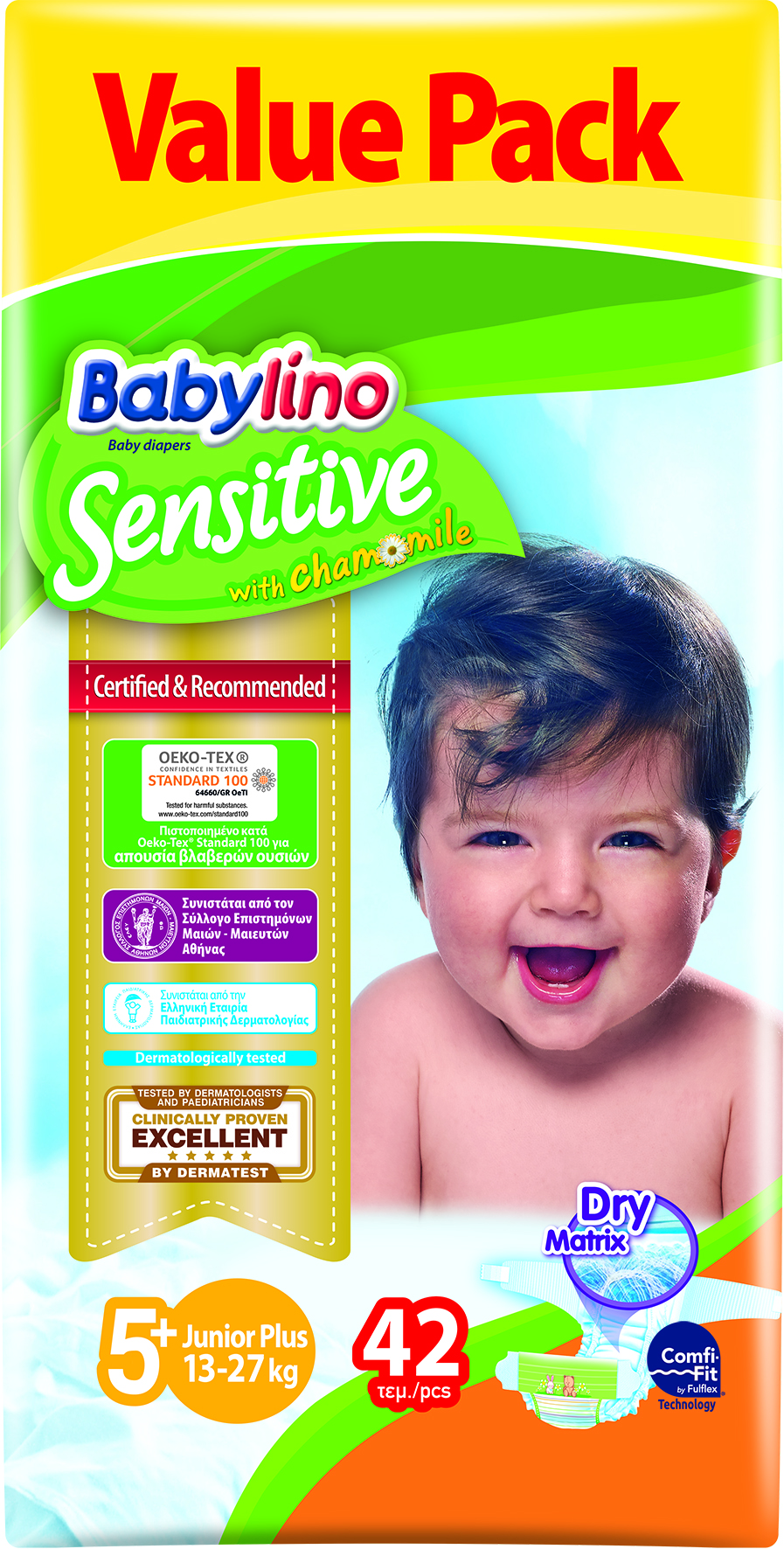 Scutece Babylino Sensitive Valuepack N5+, 13-27KG, 42 buc