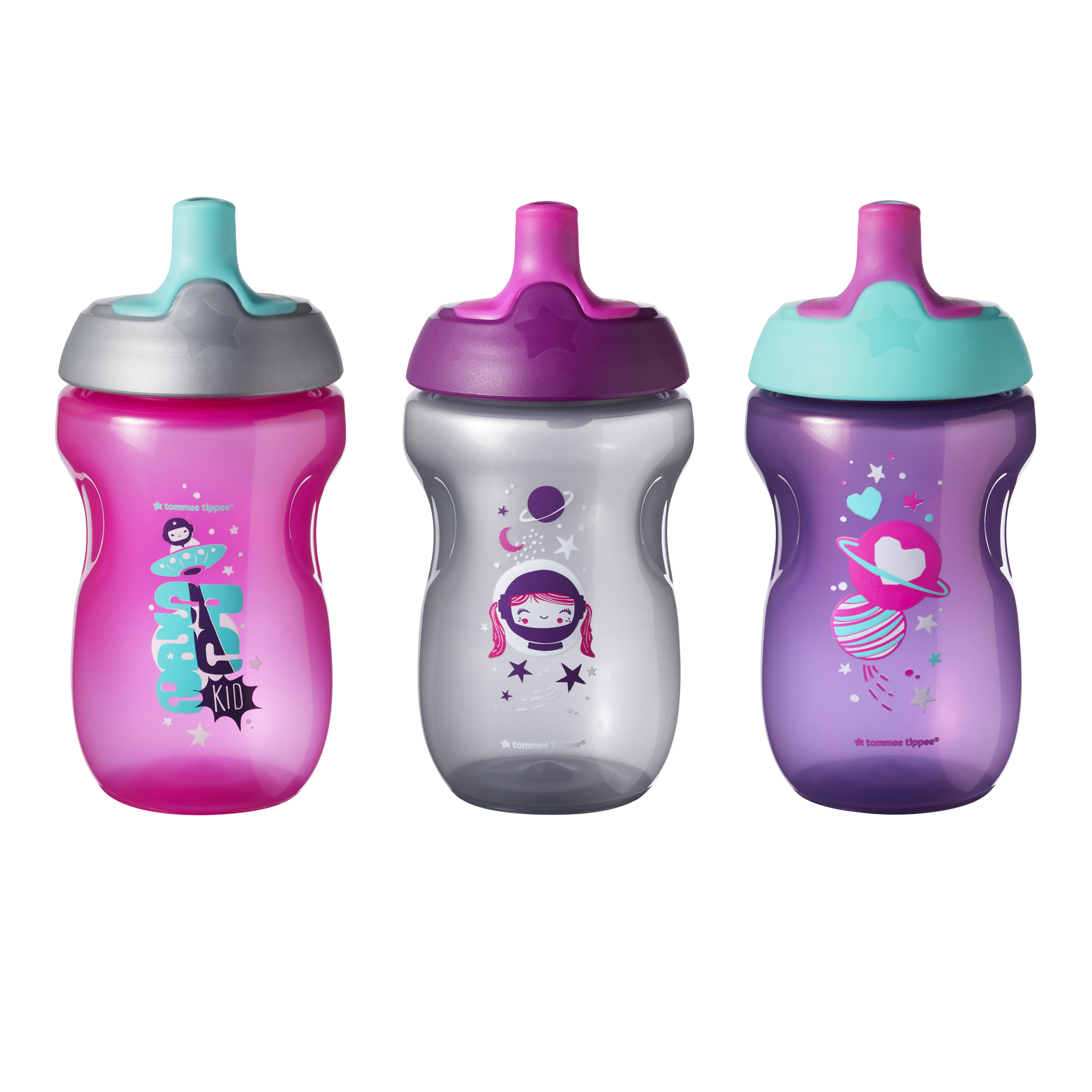 Set cani ONL Fete Tommee Tippee, 300 ml x3 buc, 12luni+, Roz image 2