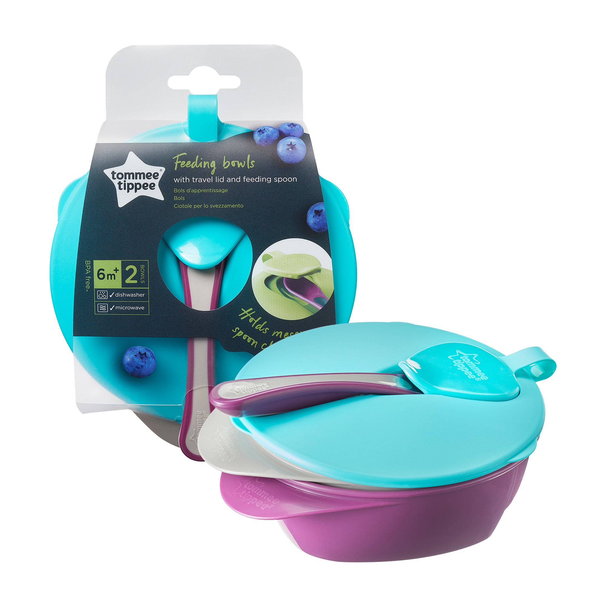 Set Castron Cu Capac si Lingurita, Tommee Tippee, 2 buc image 1