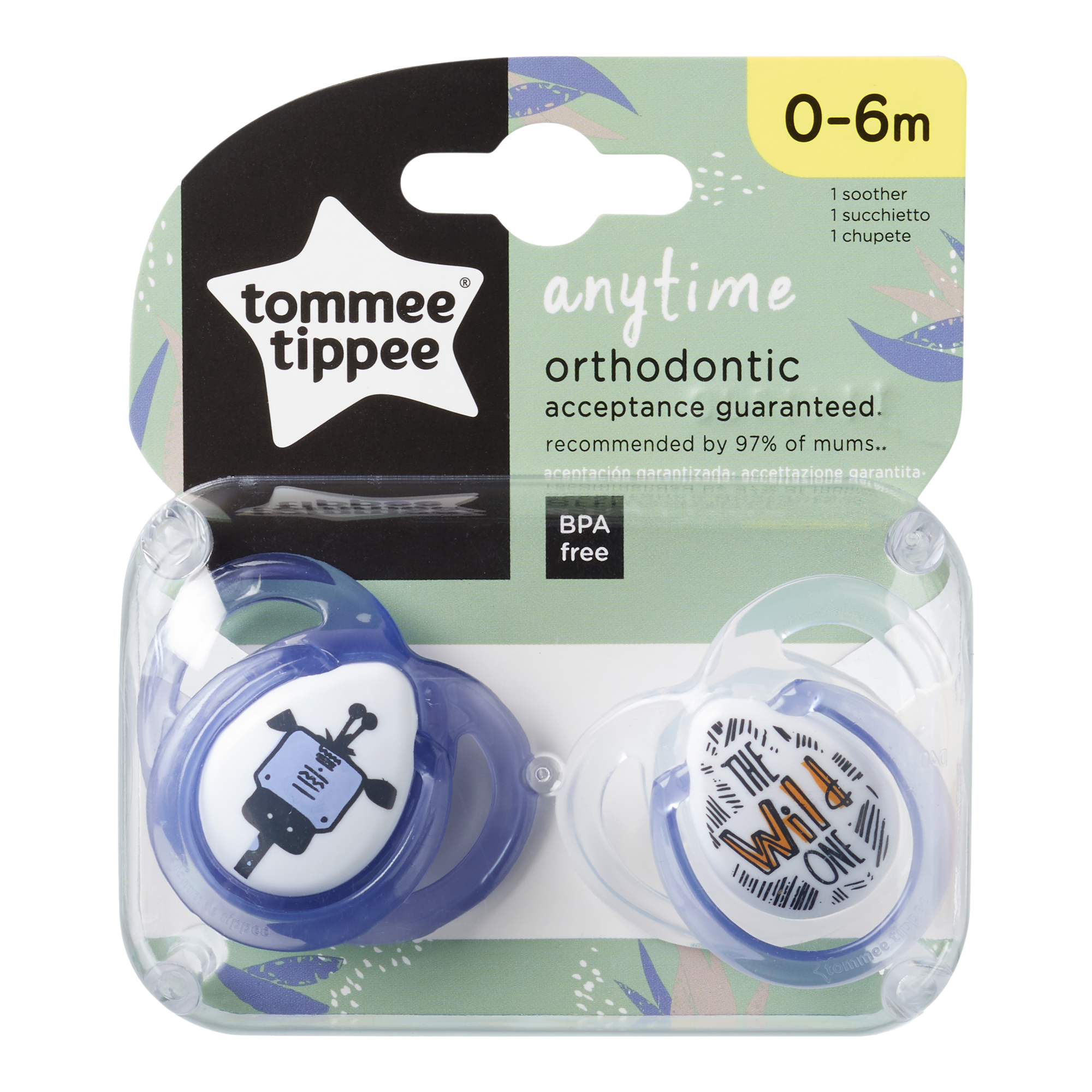 Set Suzete Ortodontice Anytime, Tommee Tippee, 0-6 Luni, 2 buc, Girafa Albastra image 1