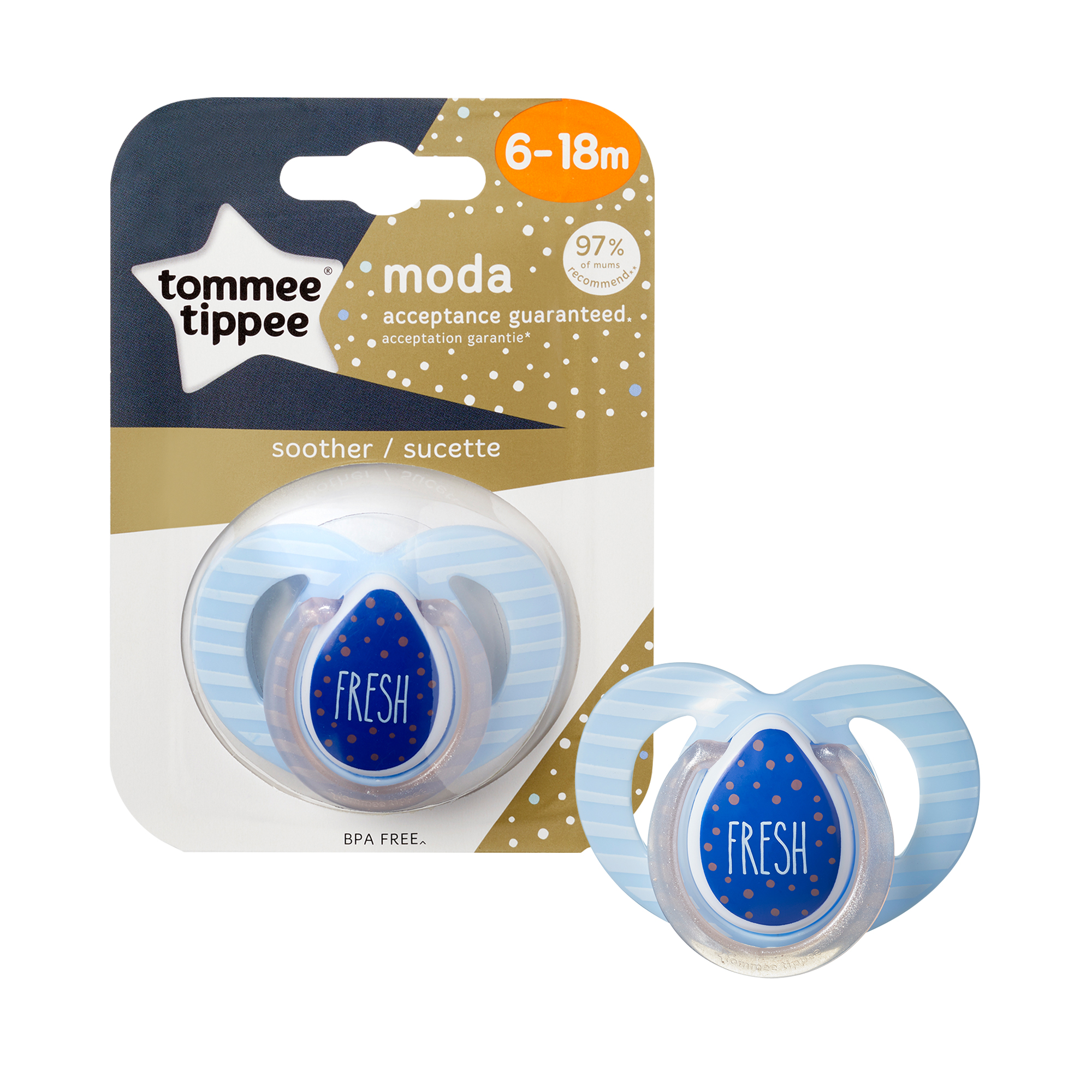 Suzeta Ortodontica Moda, Tommee Tippee, Bleu, 6-18 luni, Fresh image 1