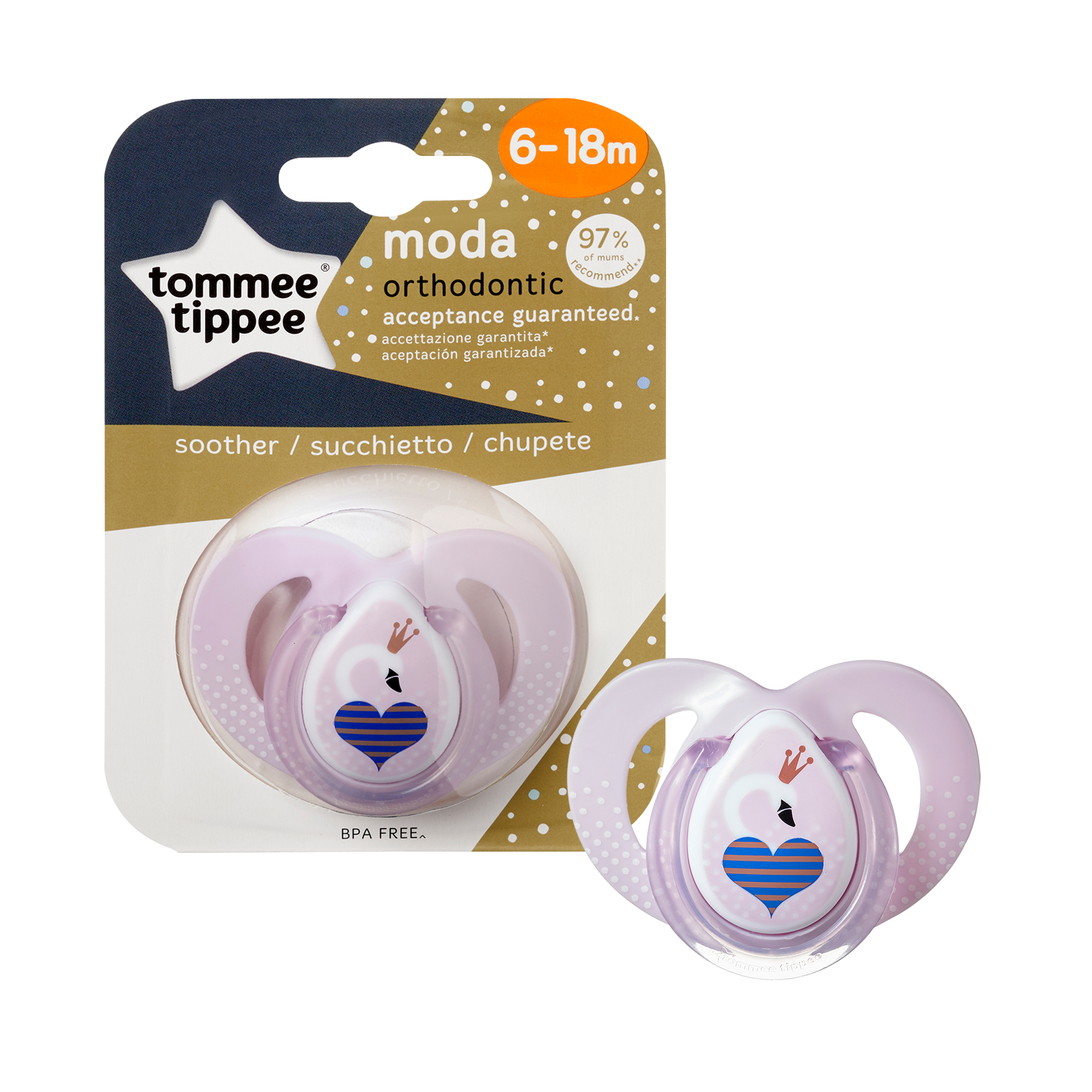 Suzeta Ortodontica Moda, Tommee Tippee, Roz, 6-18 luni, Lebada