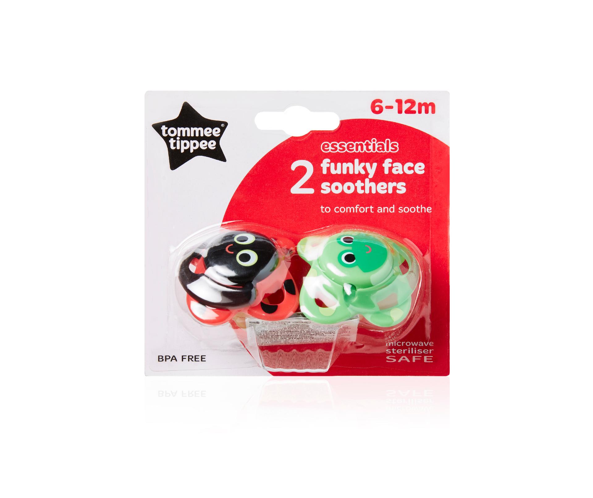 Suzete Funky Face, Tommee Tippee, 6-12 luni, 2 buc, Rosu/Verde