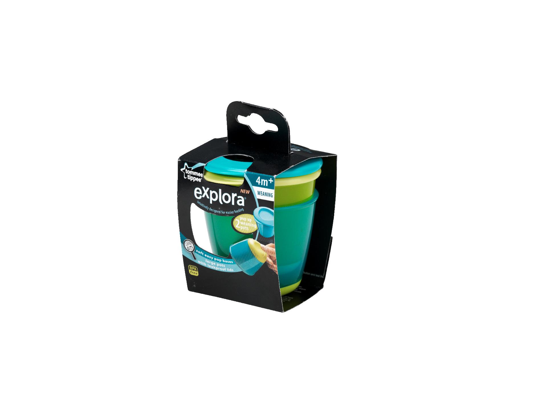 Recipiente de stocare hrana cu capac Explora, Tommee Tippee, 2 buc, Albastru/Verde image 1