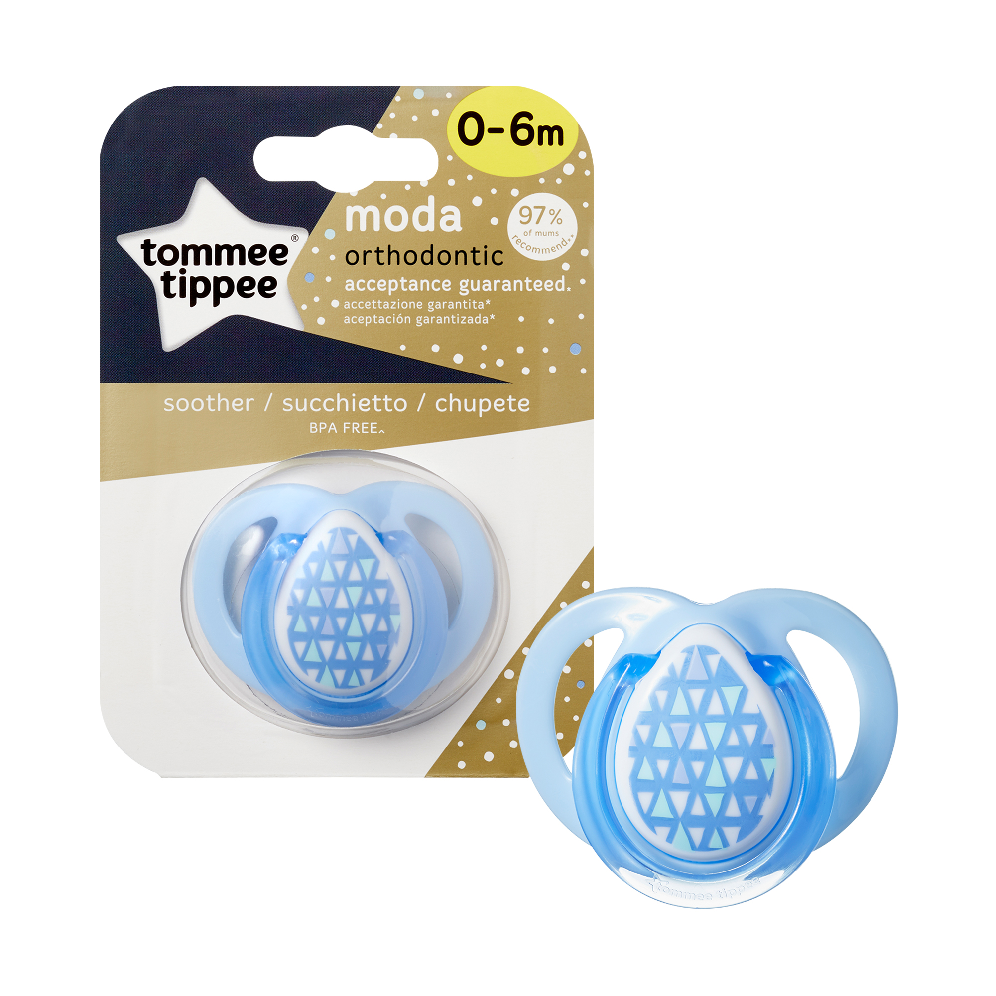 Suzeta Ortodontica Moda, Tommee Tippee, Bleu, 0-6 luni, Albastru