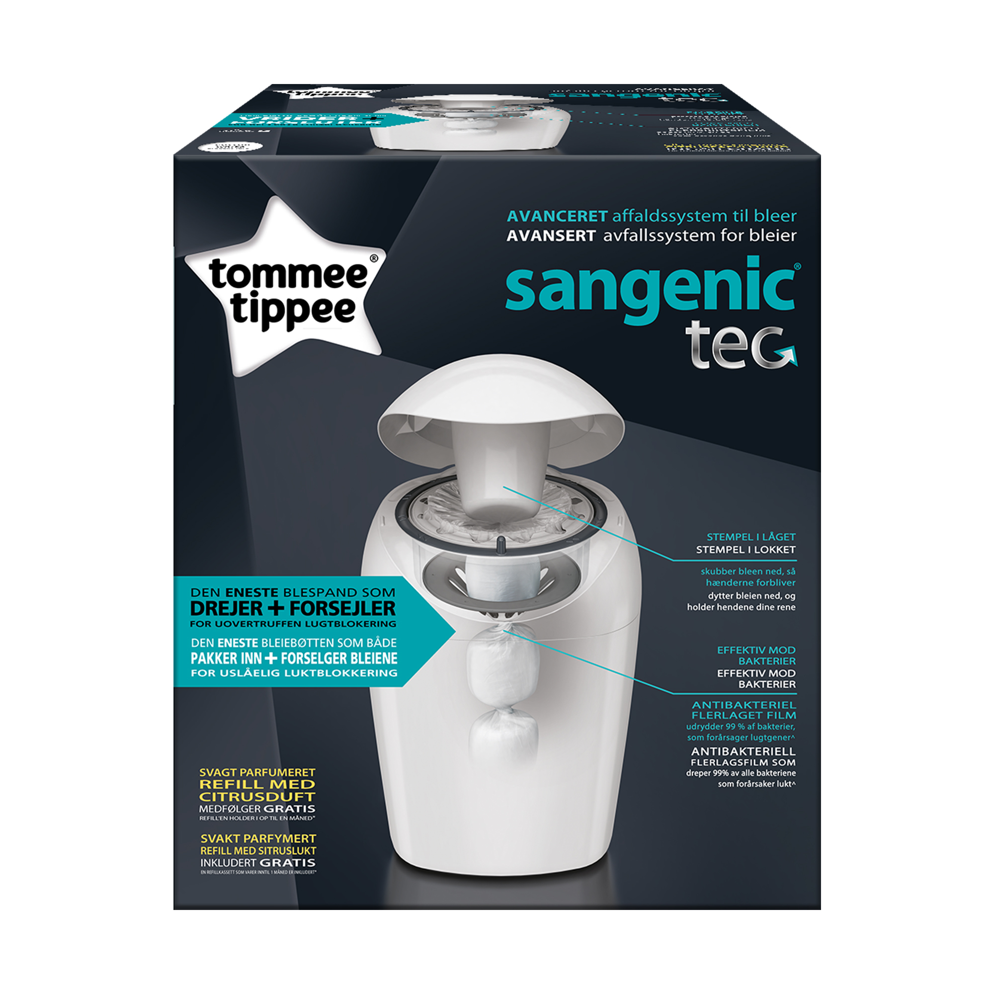 Cos pentru scutece Sangenic Tec, Tommee Tippee, Alb image 2