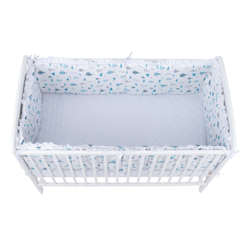 Babyneeds - Set de aparatori pat cu volanas, 120x60 cm, Baloane, Albastru