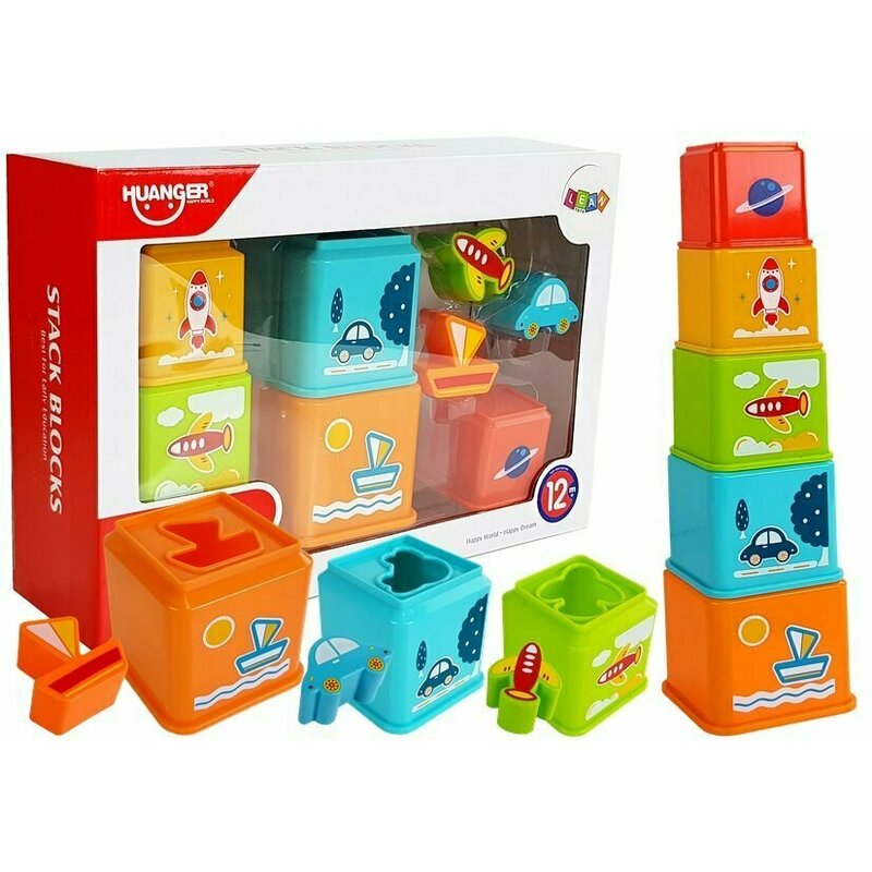 Huanger Toys - Jucarie 2 in 1, de sortare si stivuire