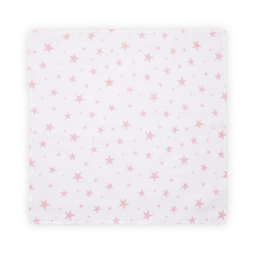 Scutec pled din muselina 80x80 cm, Pink Stars