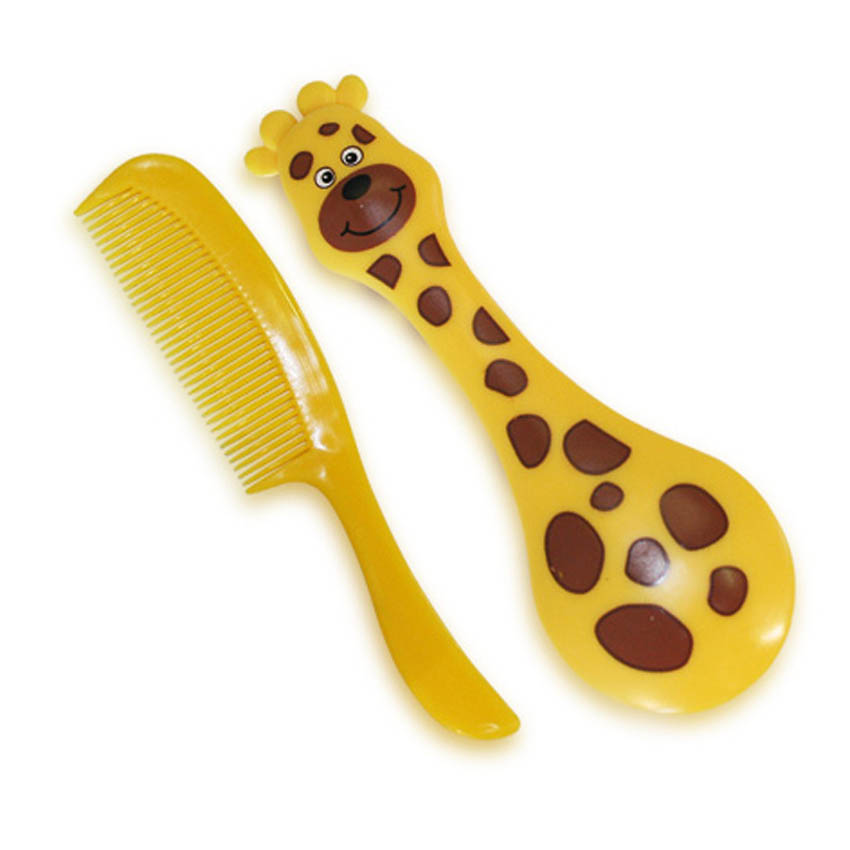 Set perie si pieptan, 0 luni+, Giraffe, Yellow Giraffe