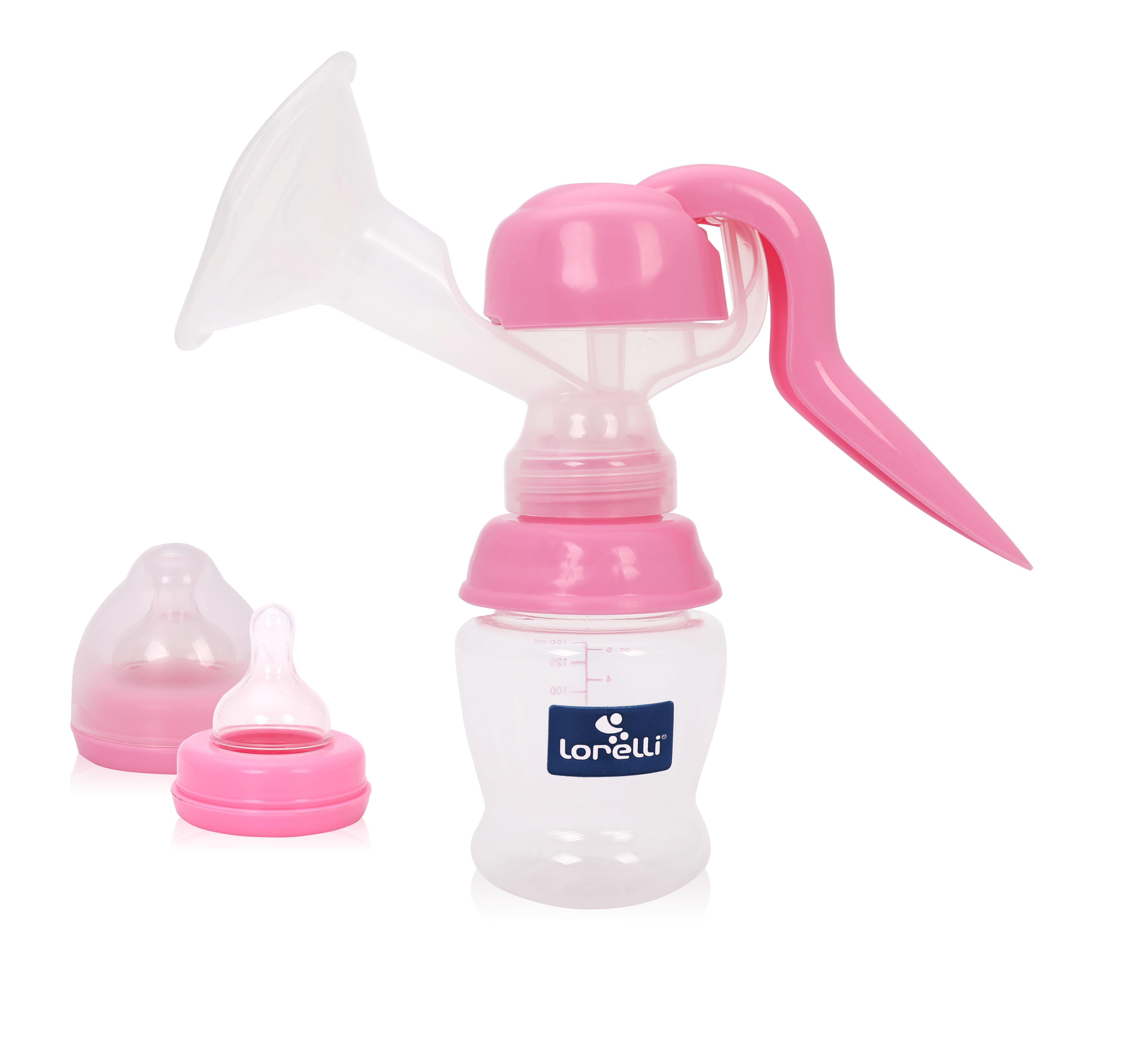 Pompa de san manuala, cu biberon 150 ml inclus, Pink