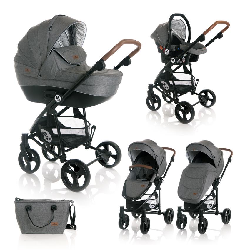 Carucior Set 3 in 1  Crysta, Grey